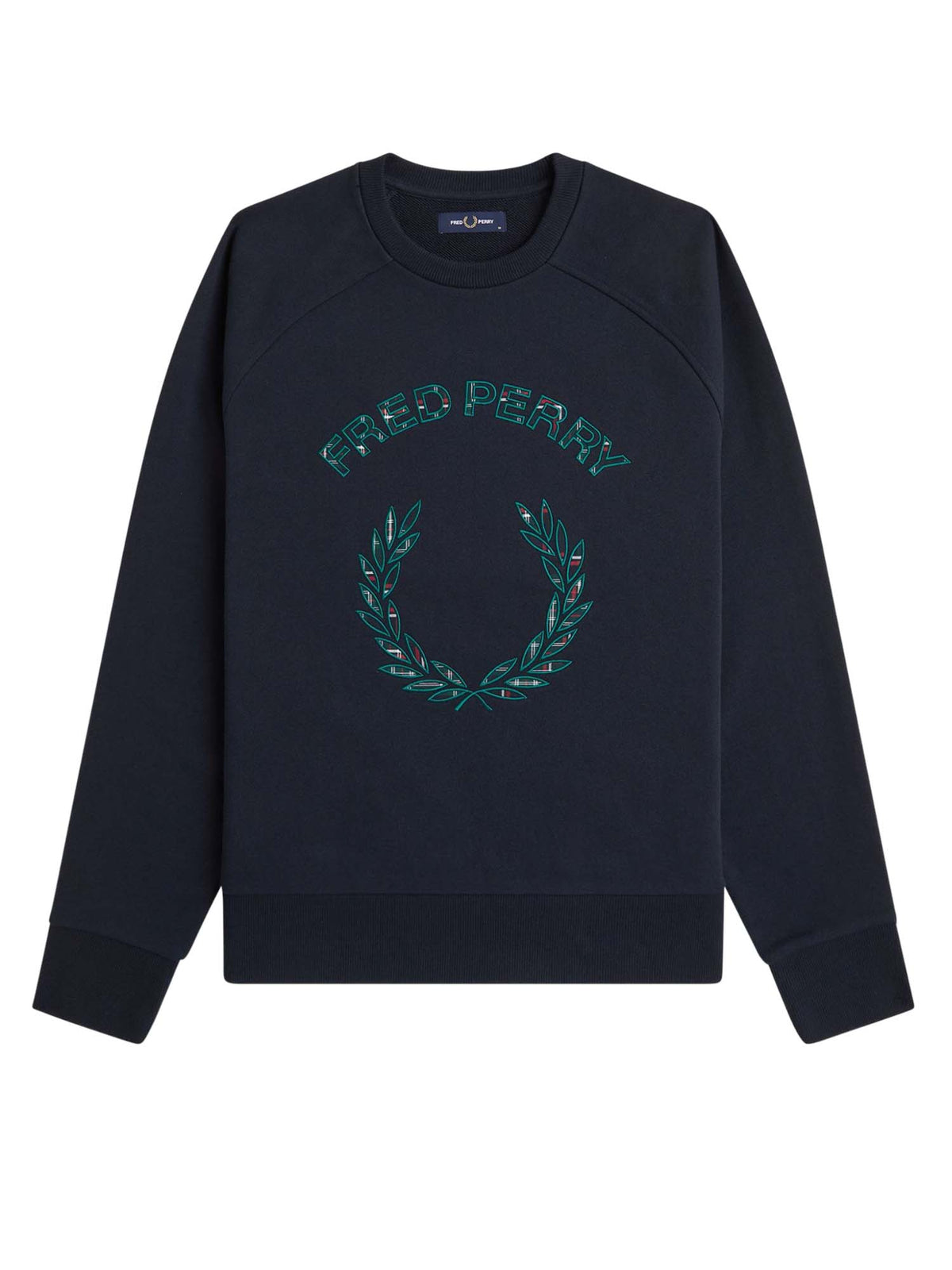 Fred Perry Felpa con applicazione tartan Blu