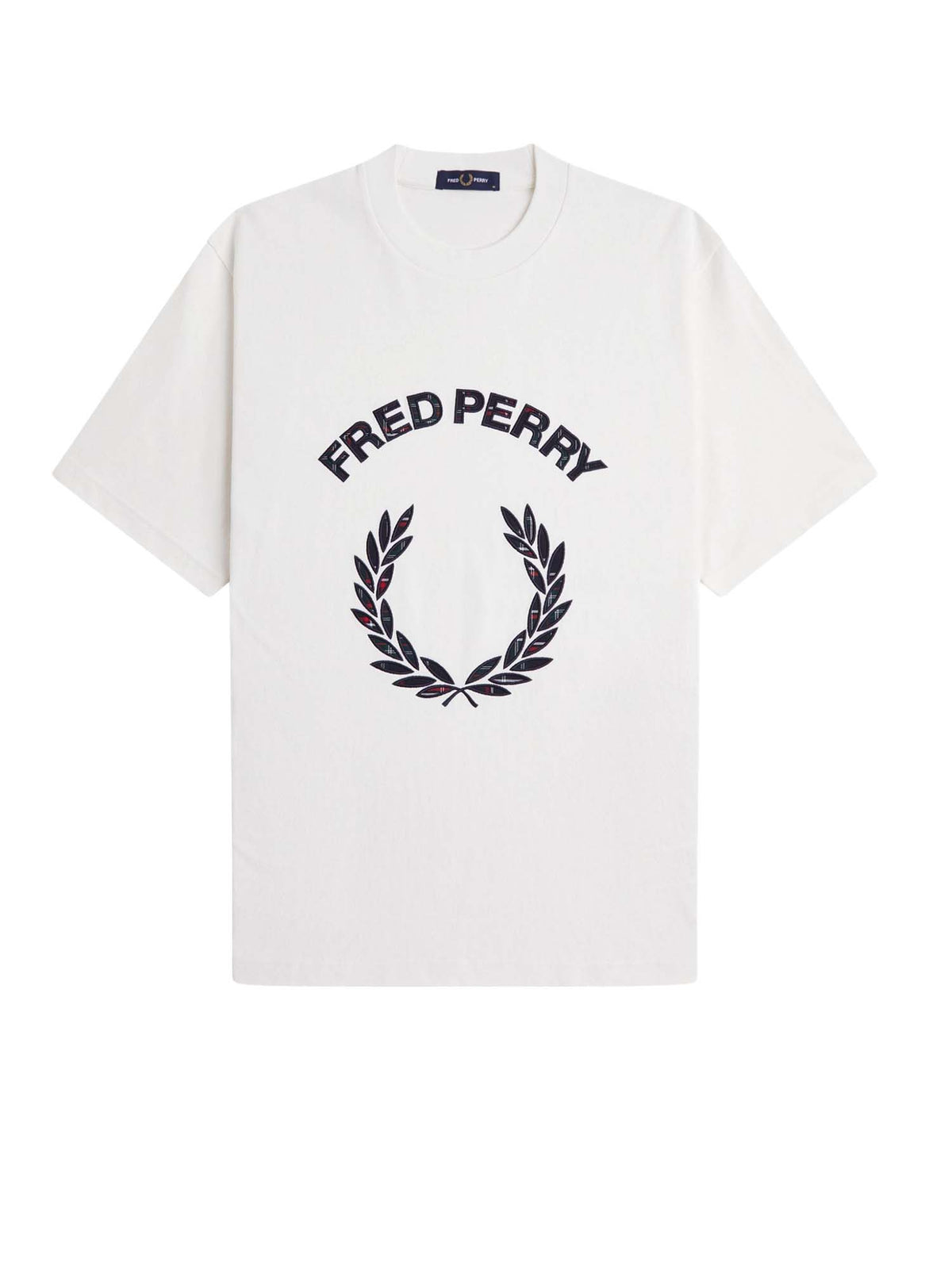 Fred Perry T-shirt con applicazione tartan Bianco