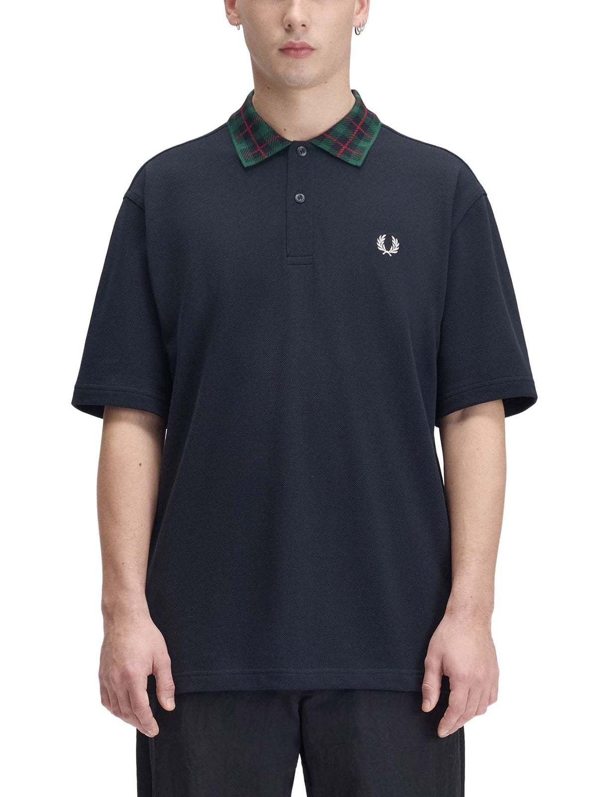 Fred Perry Polo con colletto in tartan Blu