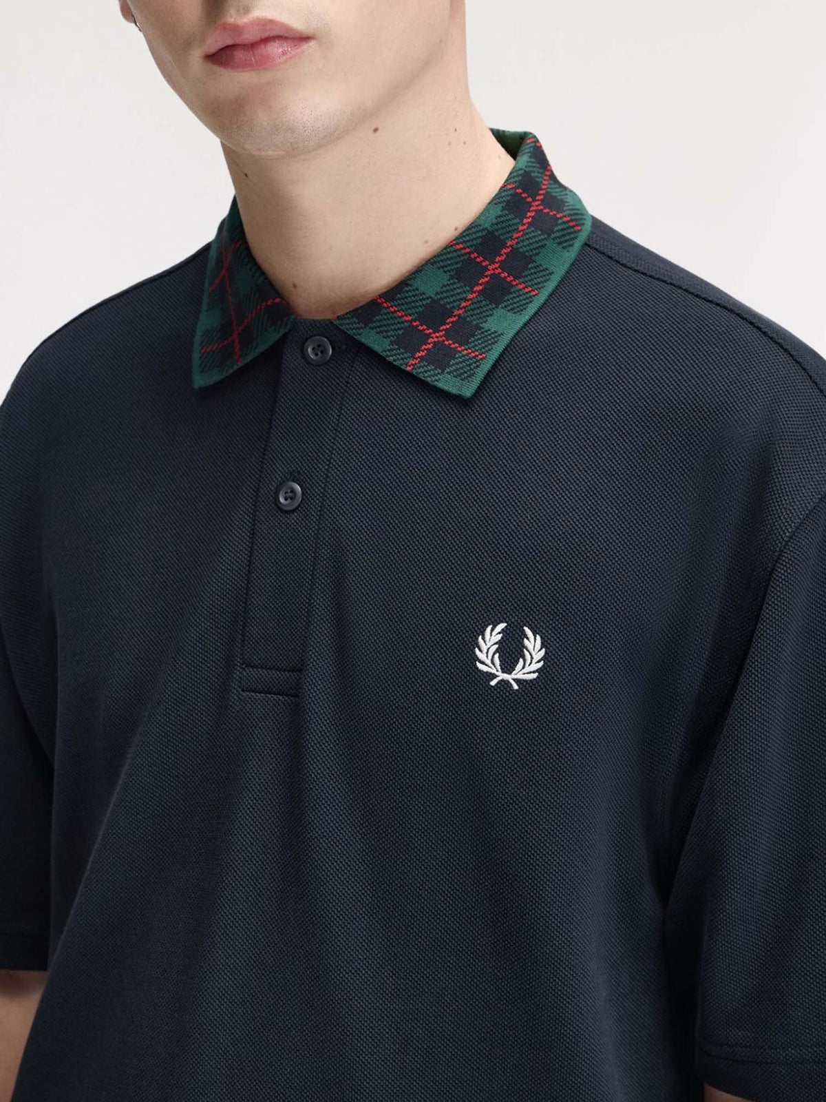 Fred Perry Polo con colletto in tartan Blu