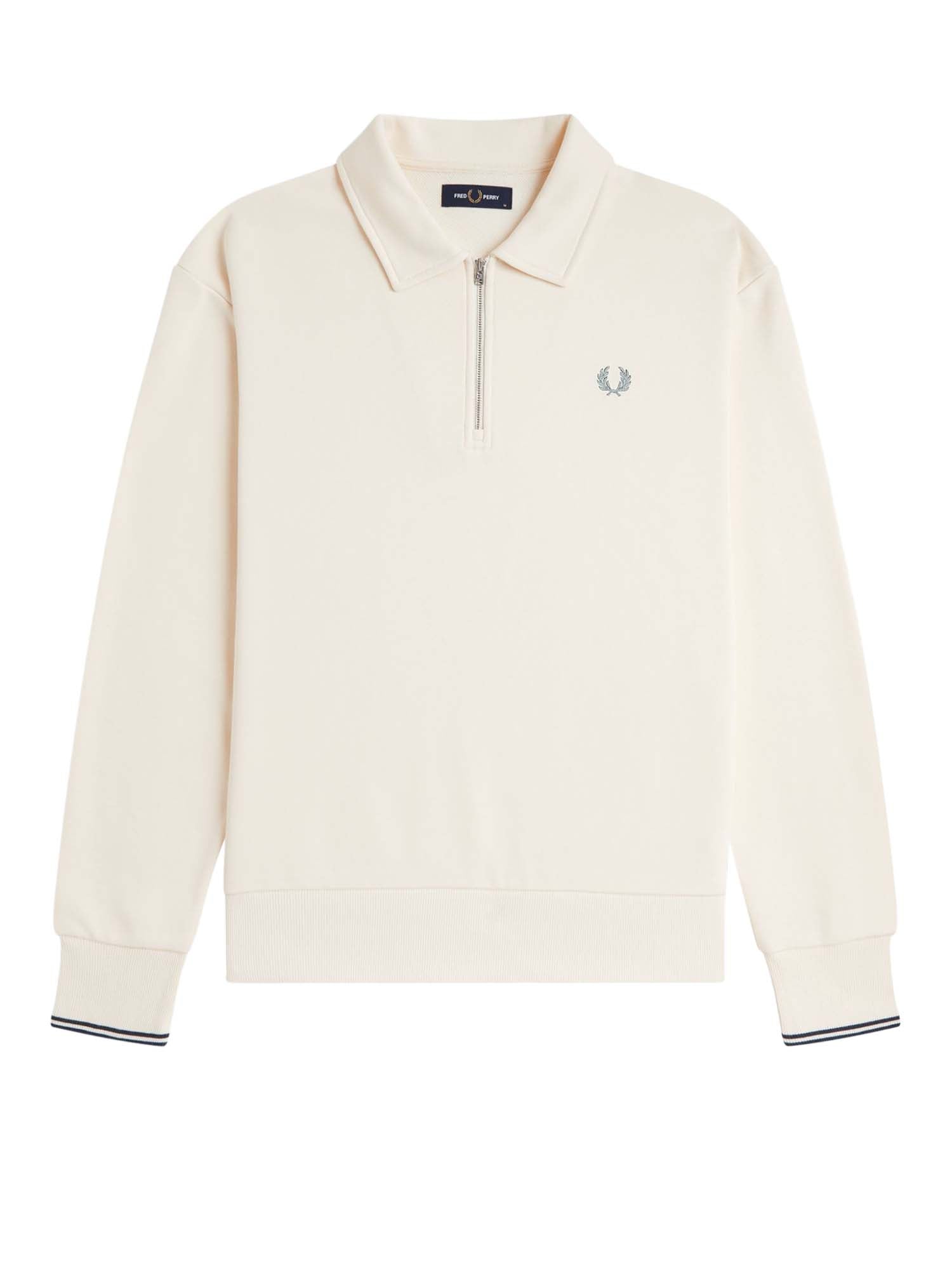 Fred Perry Felpa con colletto a mezza zip Bianco