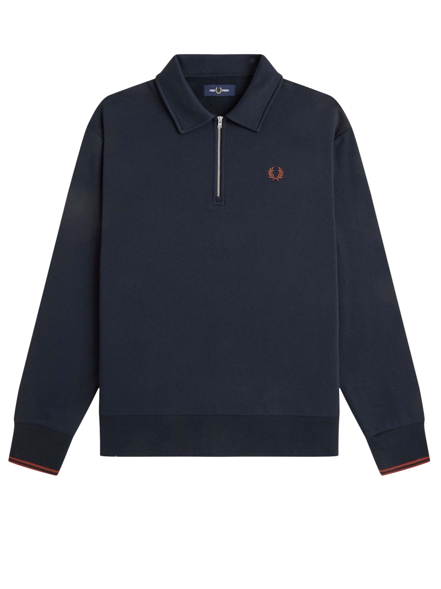 Fred Perry Felpa con colletto a mezza zip Blu