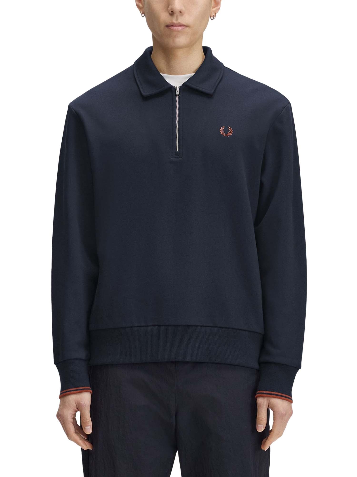 Fred Perry Felpa con colletto a mezza zip Blu
