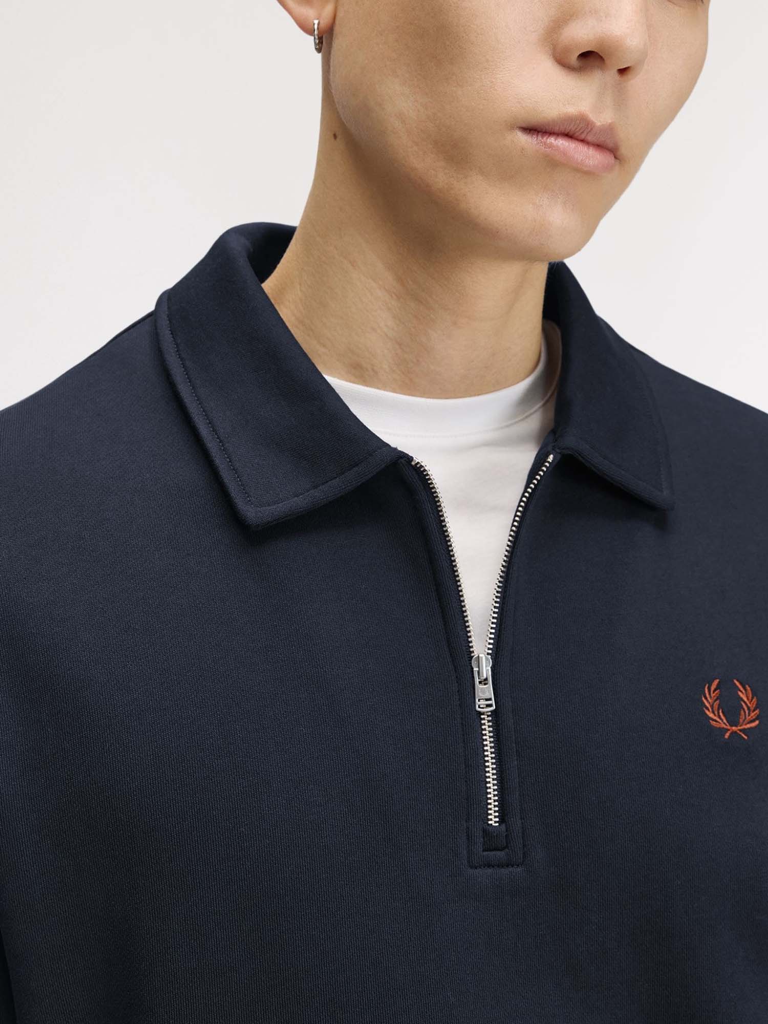 Fred Perry Felpa con colletto a mezza zip Blu