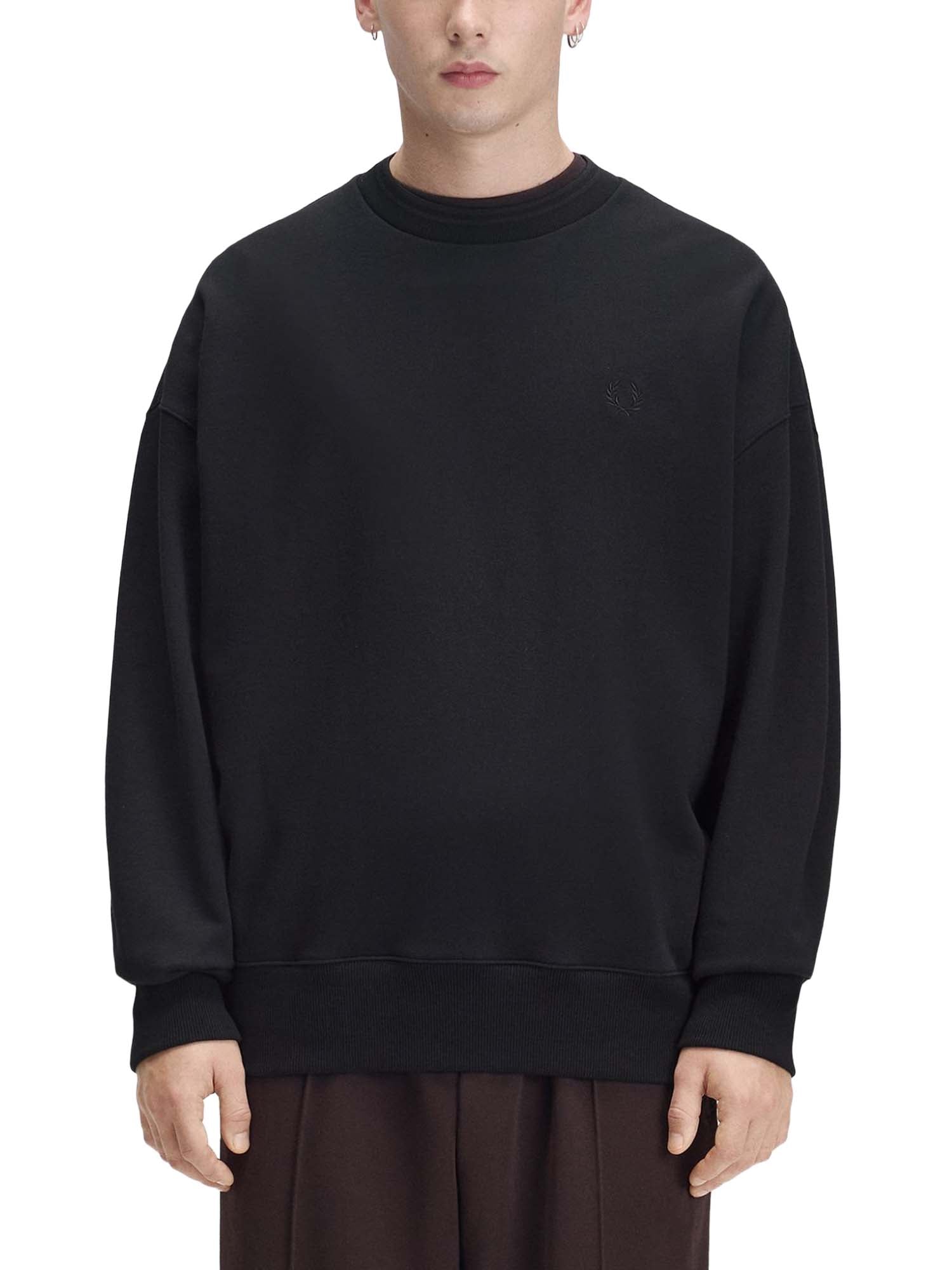 Fred Perry Felpa oversize con riga Nero
