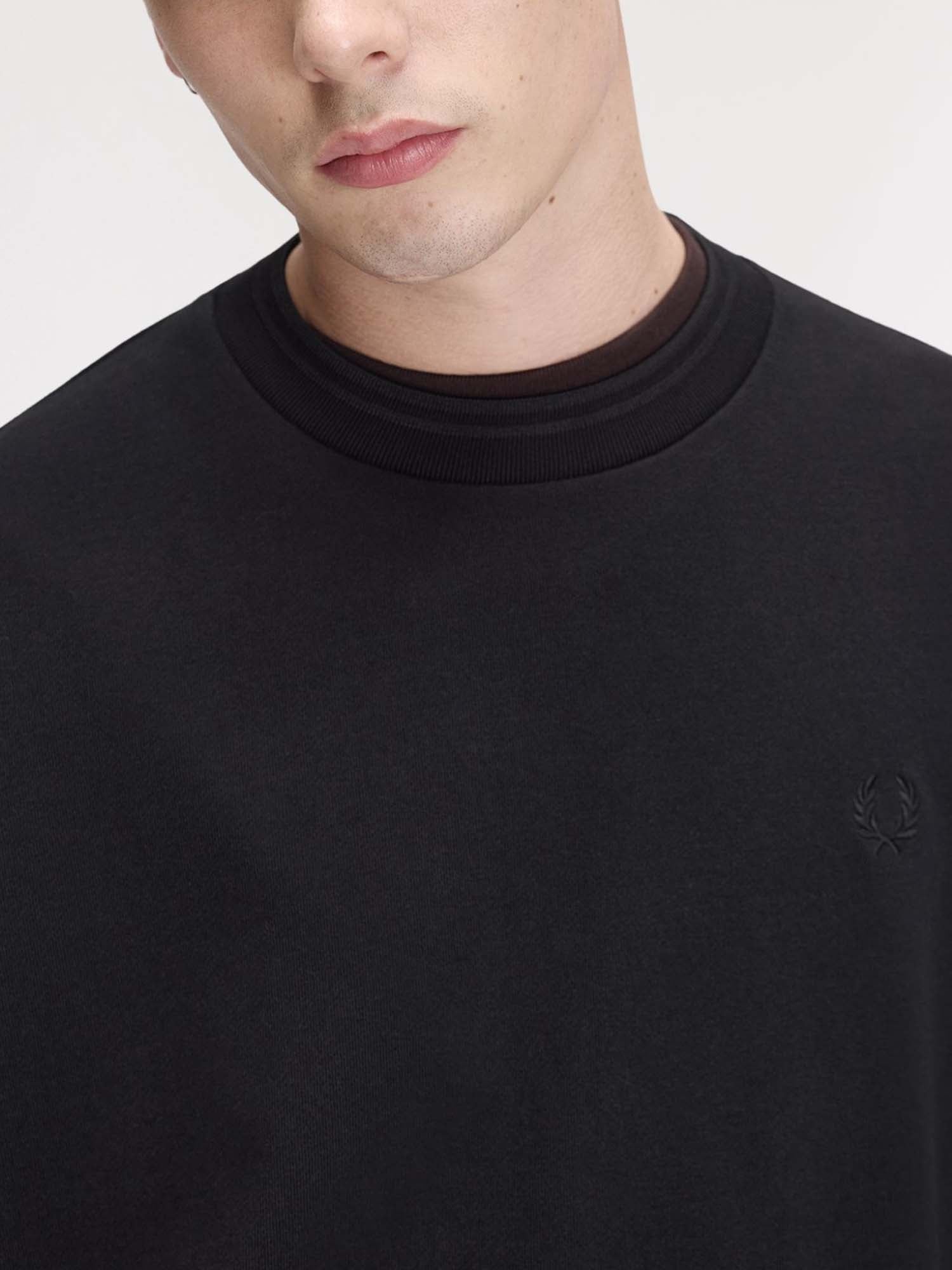 Fred Perry Felpa oversize con riga Nero