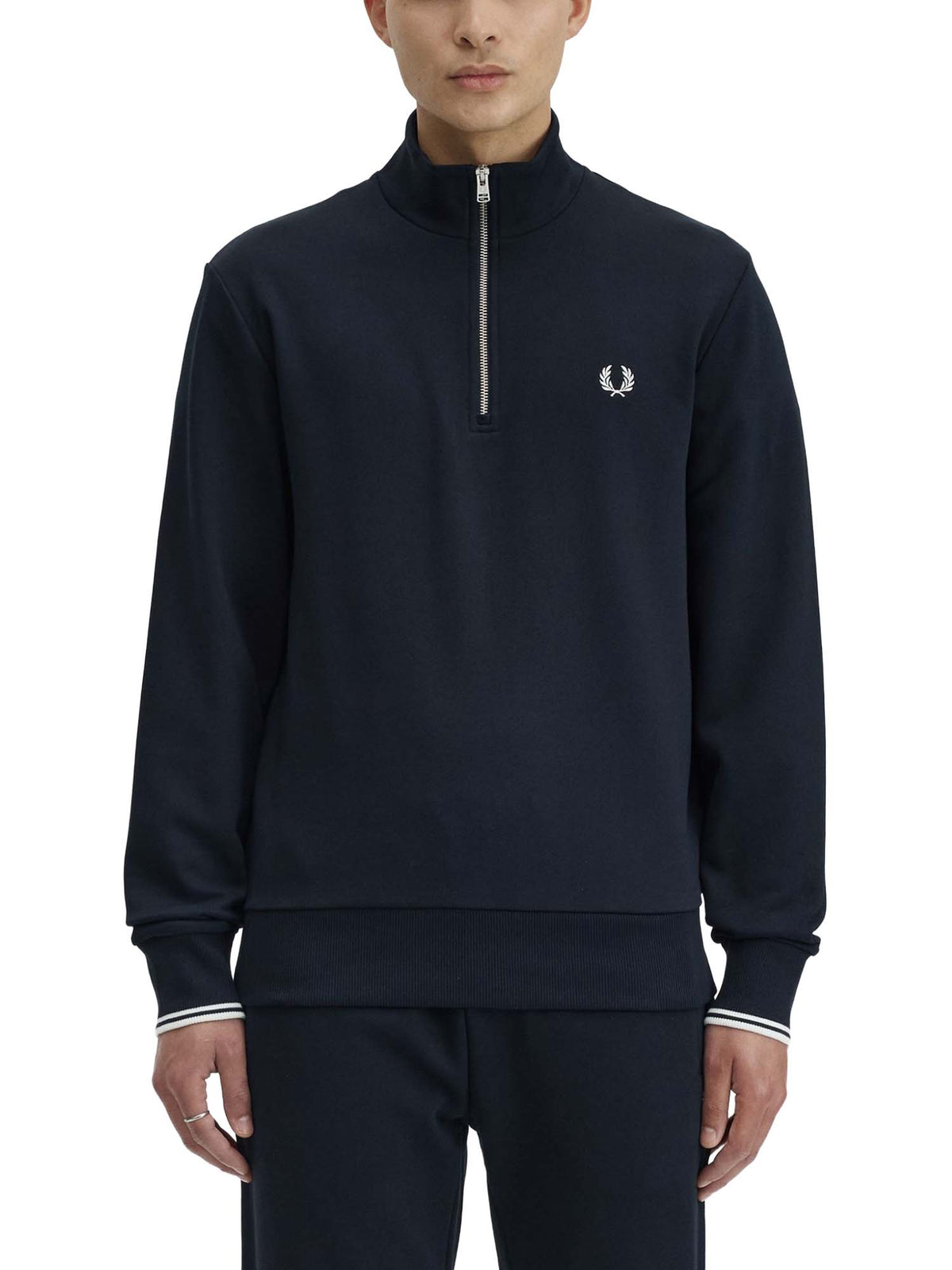 Fred Perry Felpa con mezza zip Blu