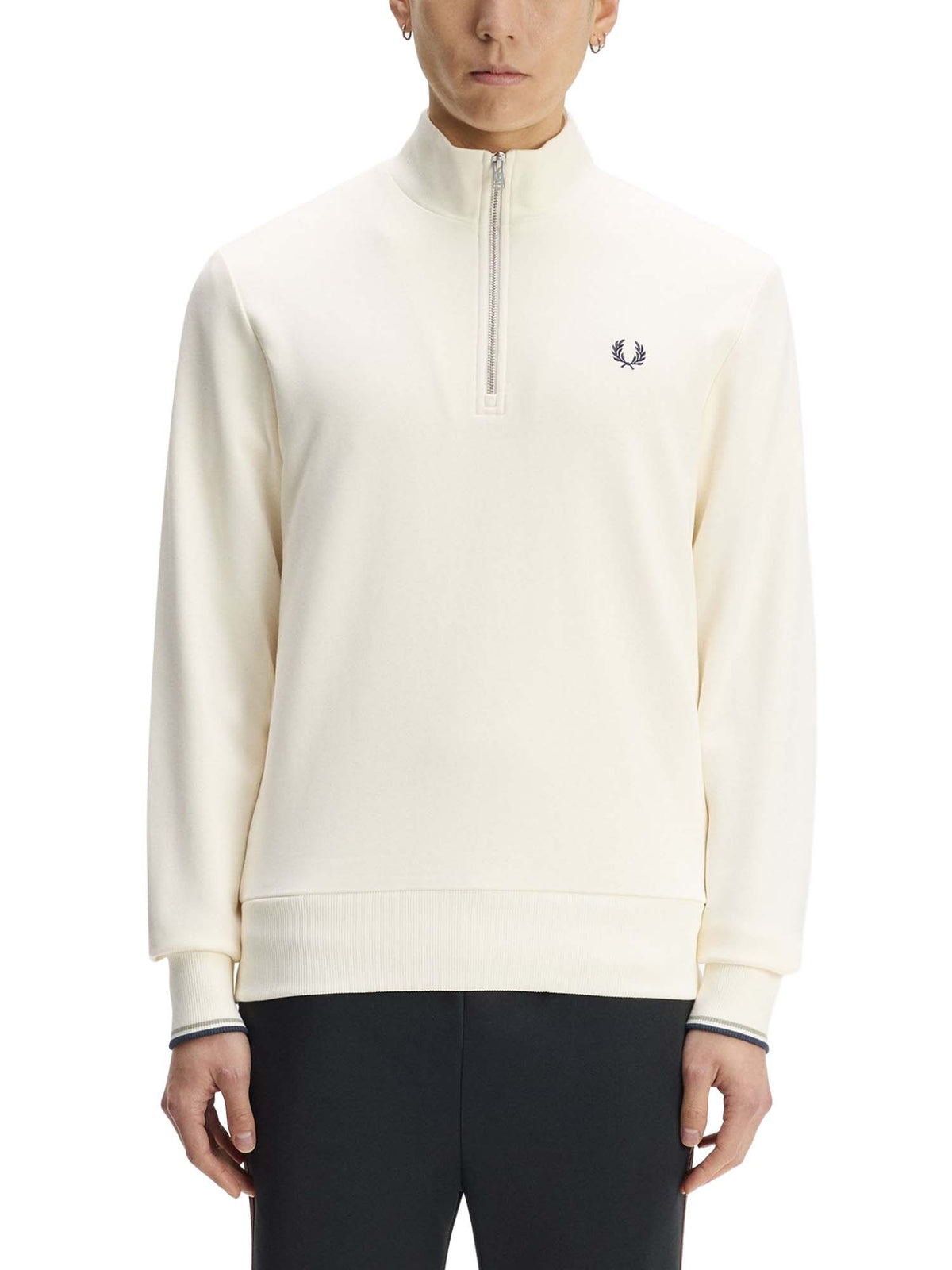Fred Perry Felpa con mezza zip Bianco