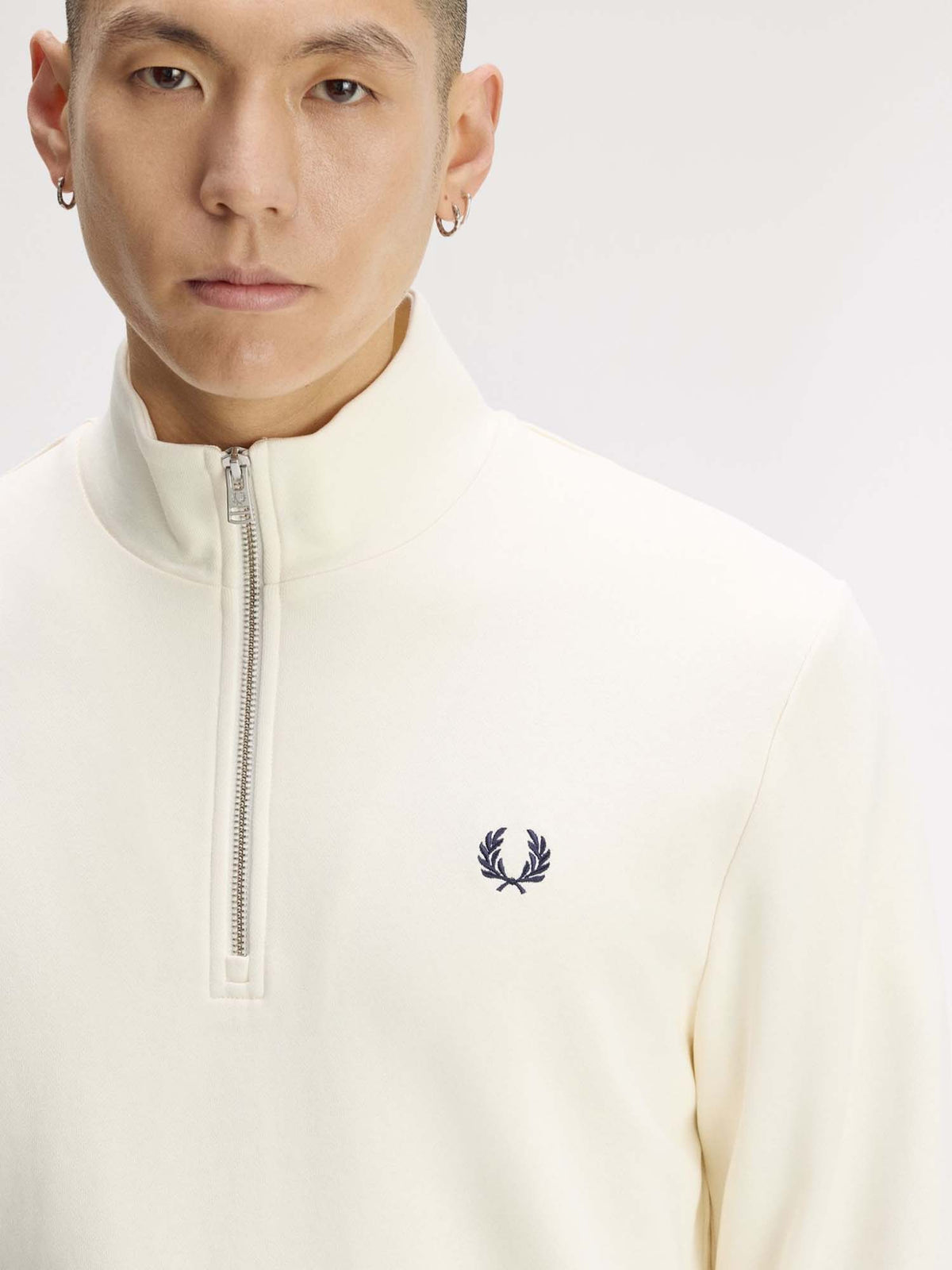 Fred Perry Felpa con mezza zip Bianco