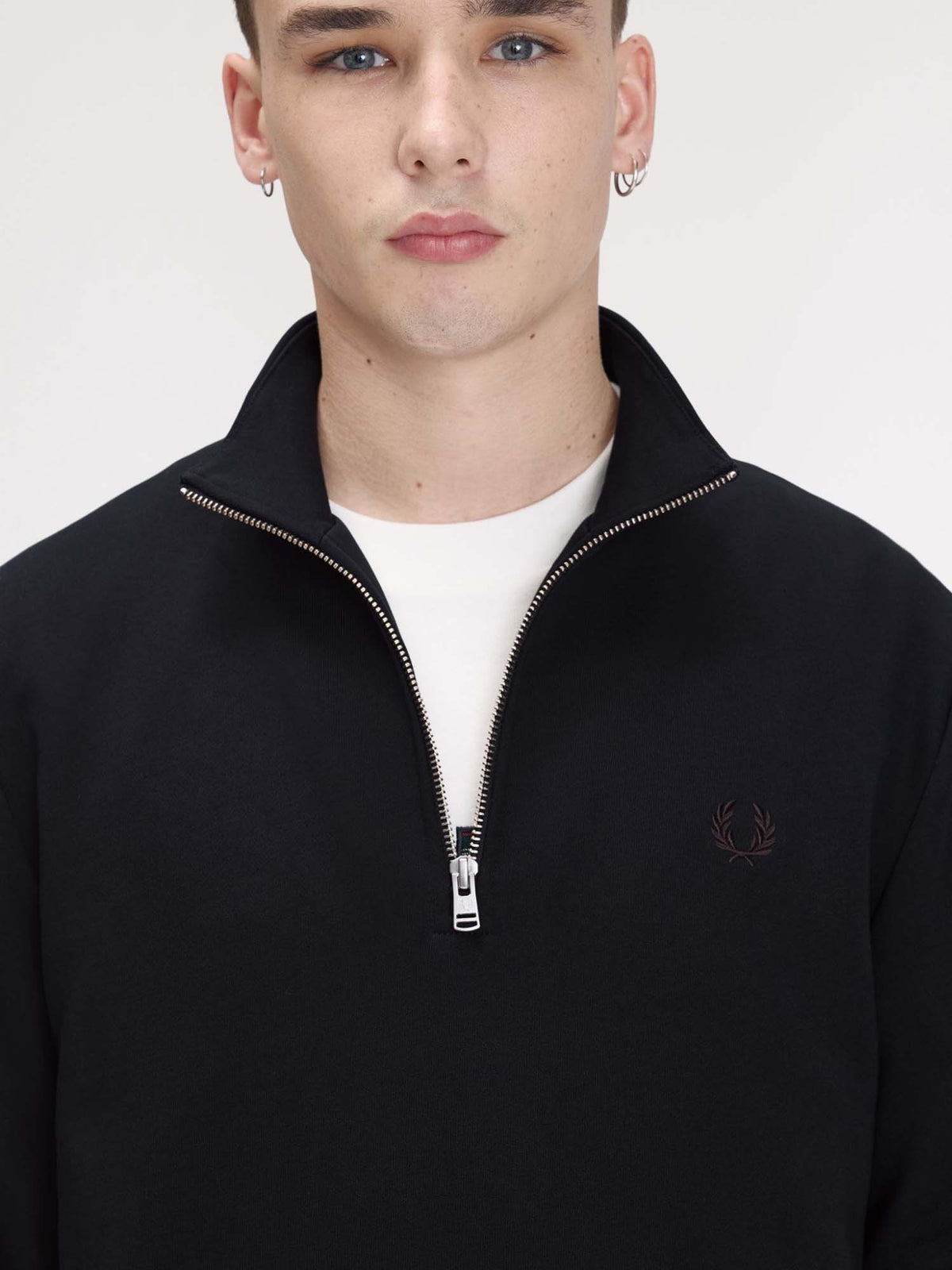 Fred Perry Felpa con mezza zip Blu