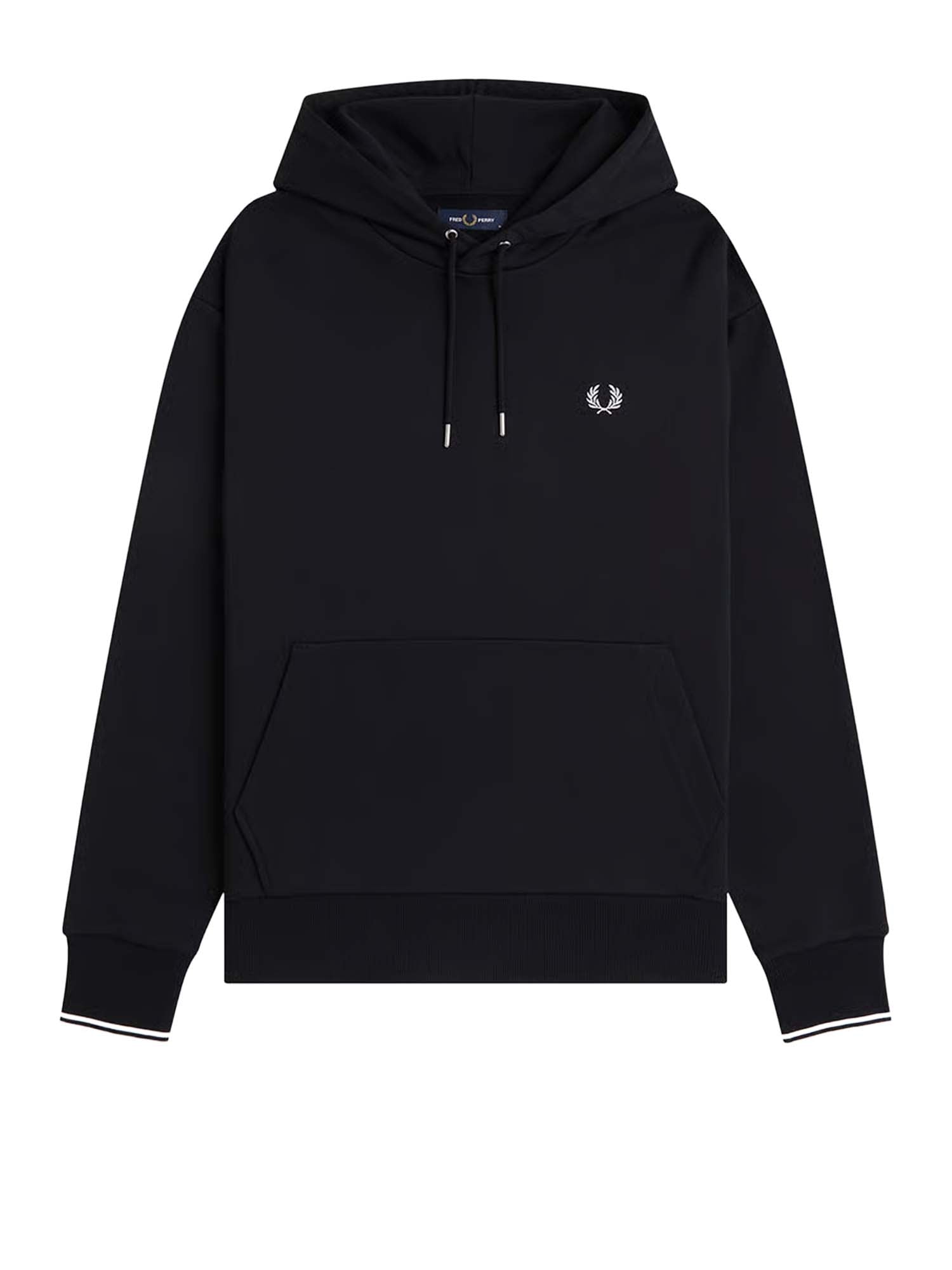 Fred Perry Felpa con cappuccio e doppia riga Nero