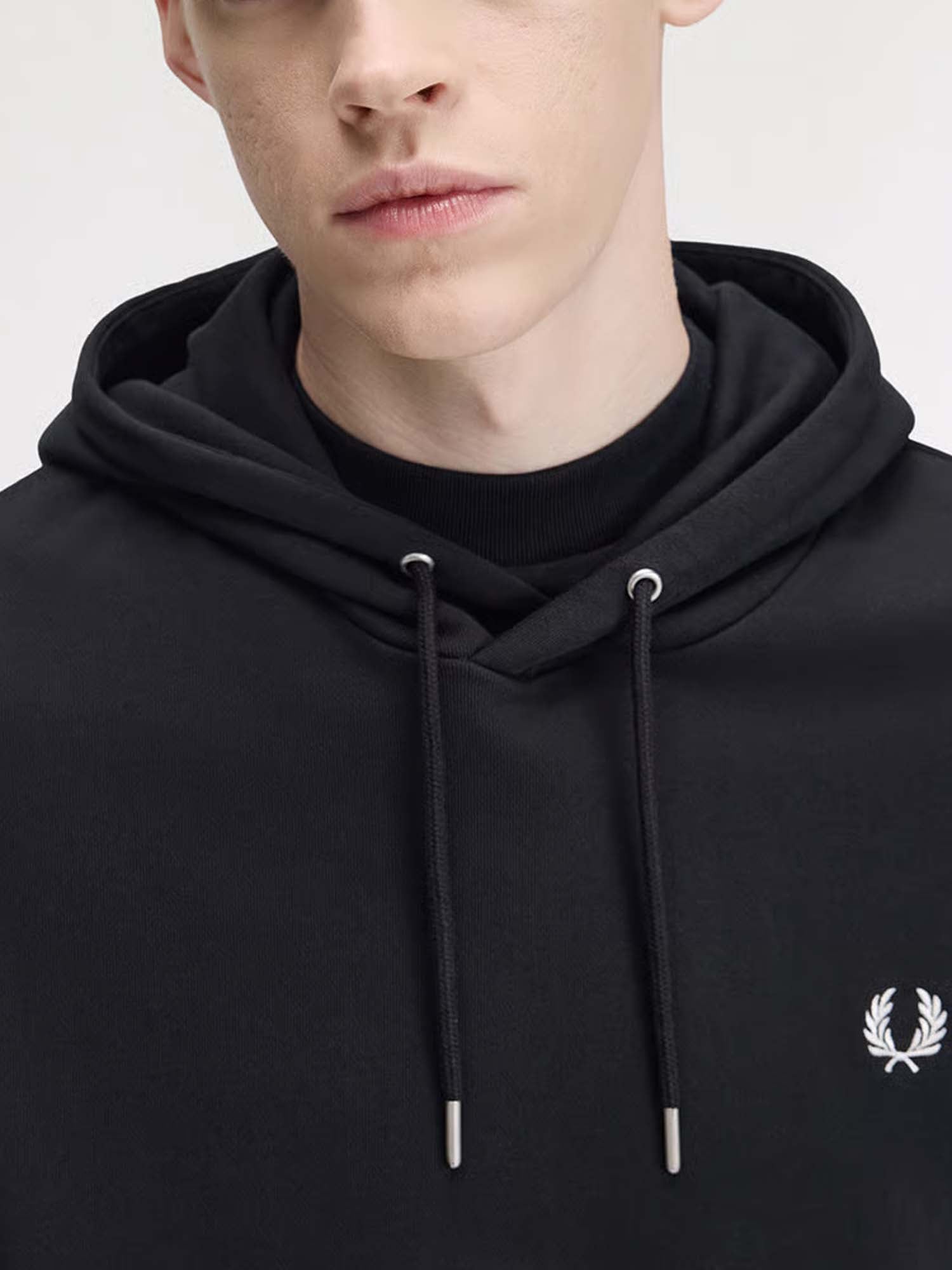 Fred Perry Felpa con cappuccio e doppia riga Nero
