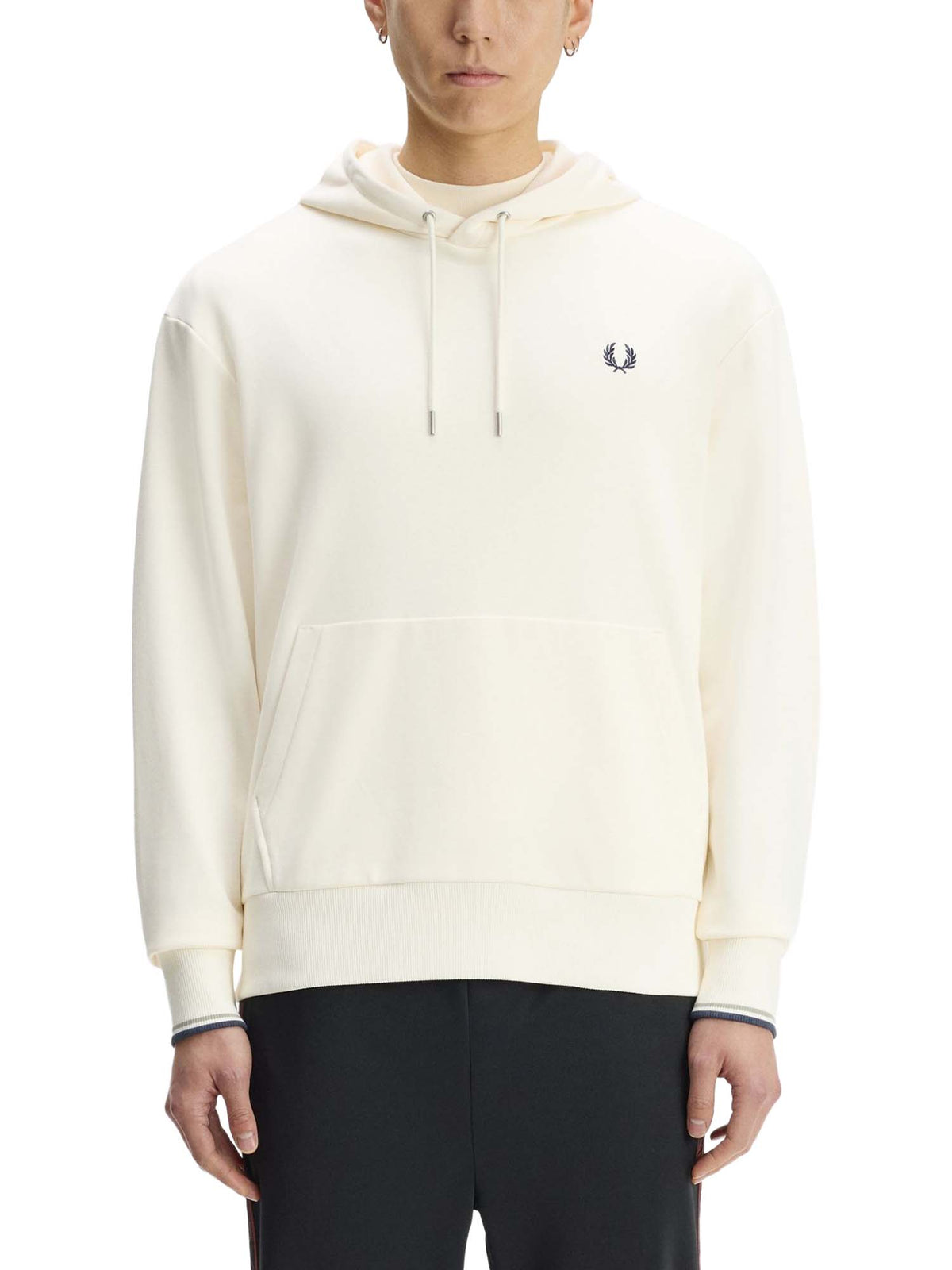 Fred Perry Felpa con cappuccio e doppia riga Bianco