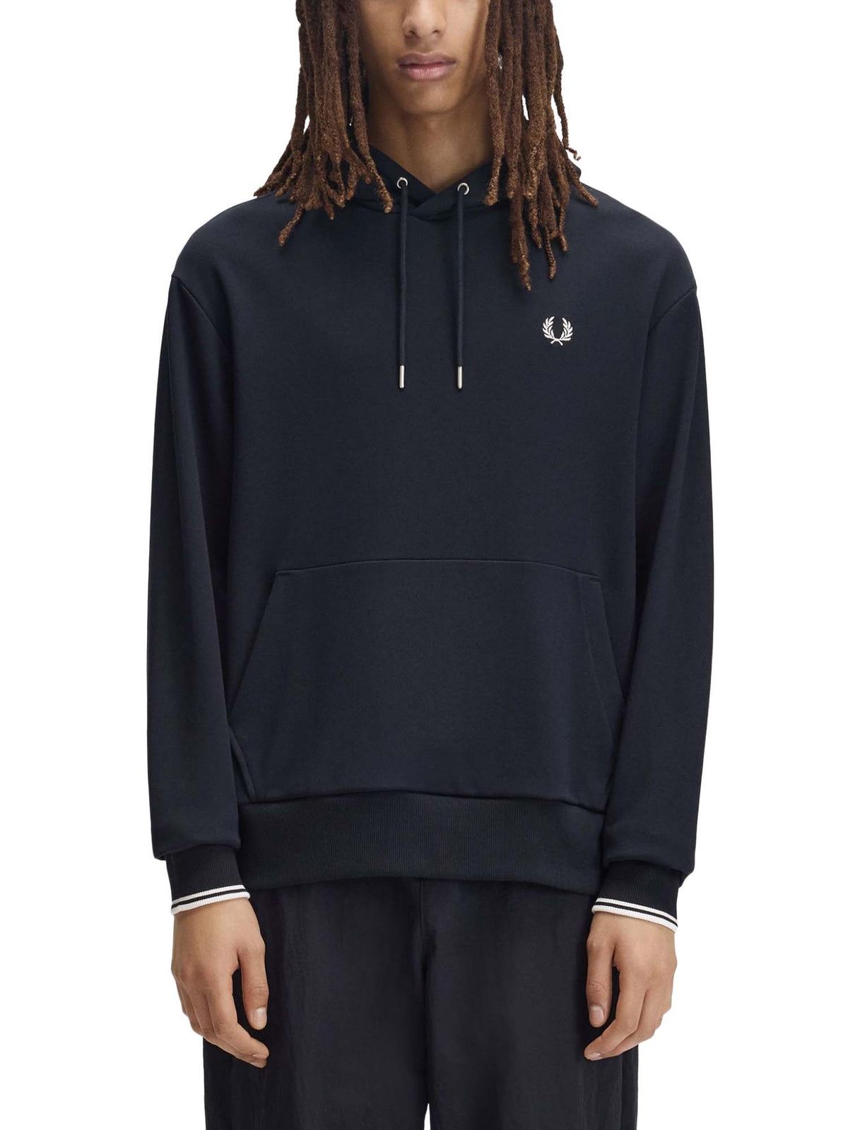 Fred Perry Felpa con cappuccio e doppia riga Blu