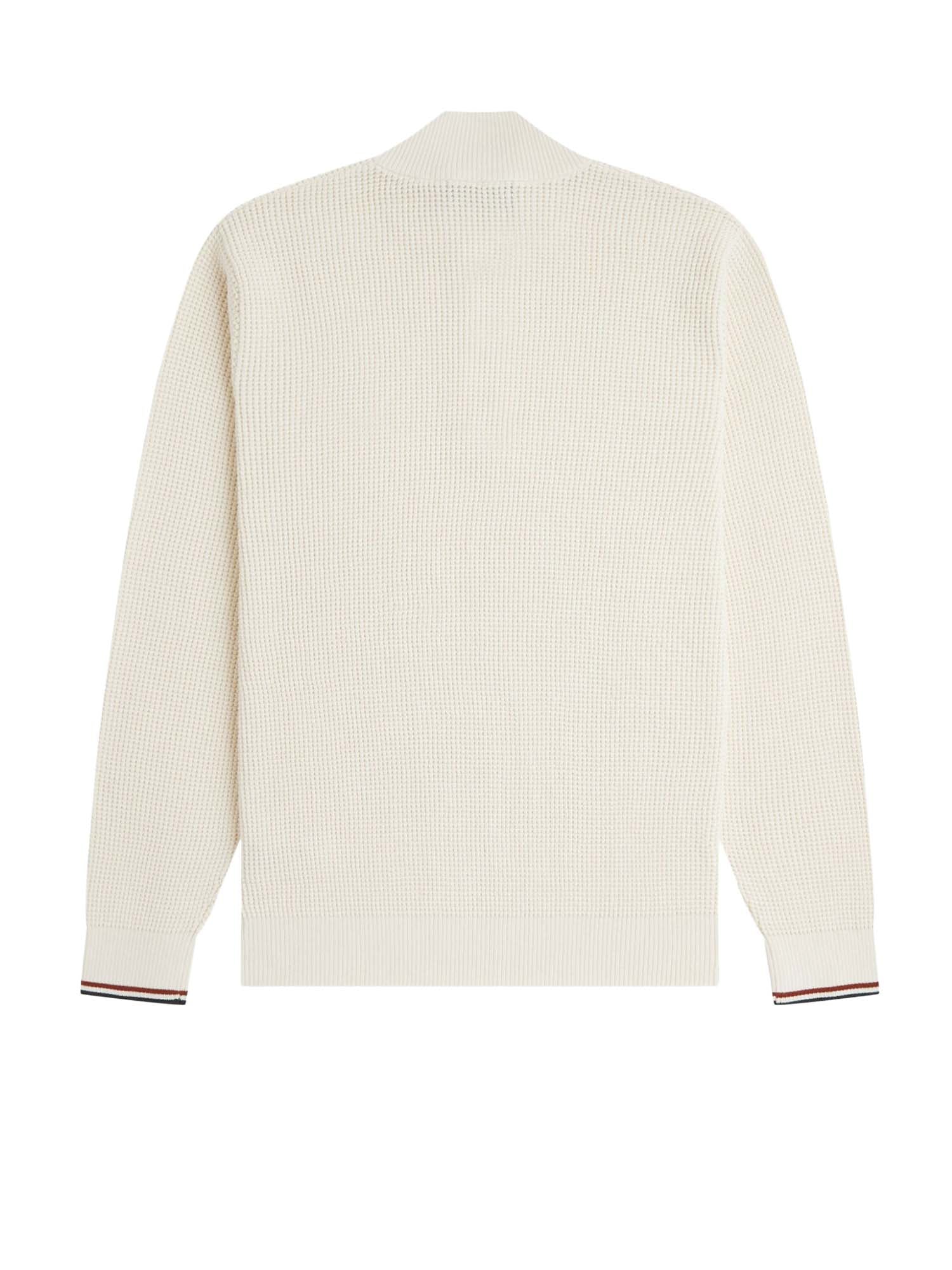 Fred Perry Maglione a mezza zip con lavorazione goffrata Bianco