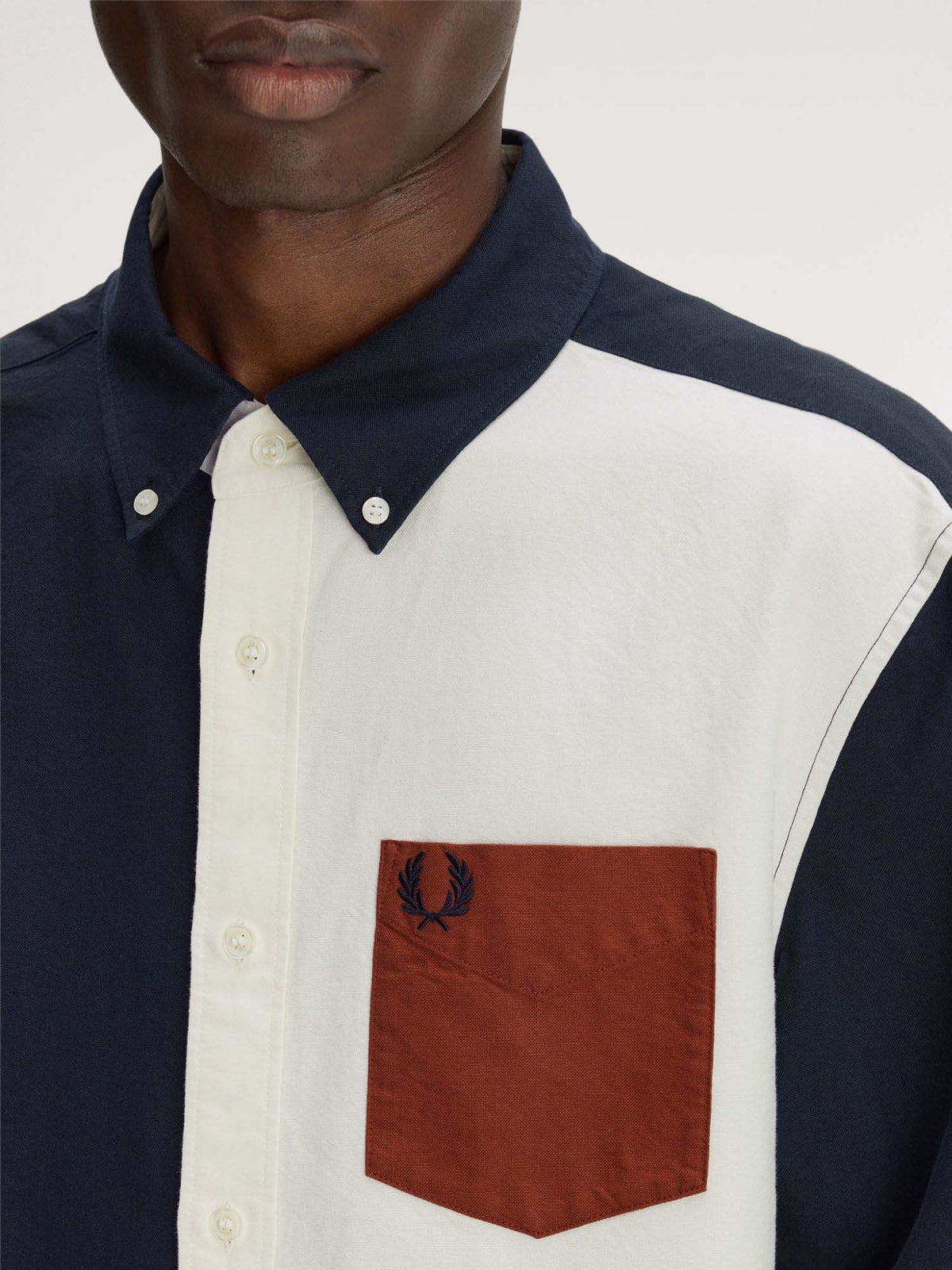 Fred Perry Camicia a maniche lunghe Colour Block Oxford Blu