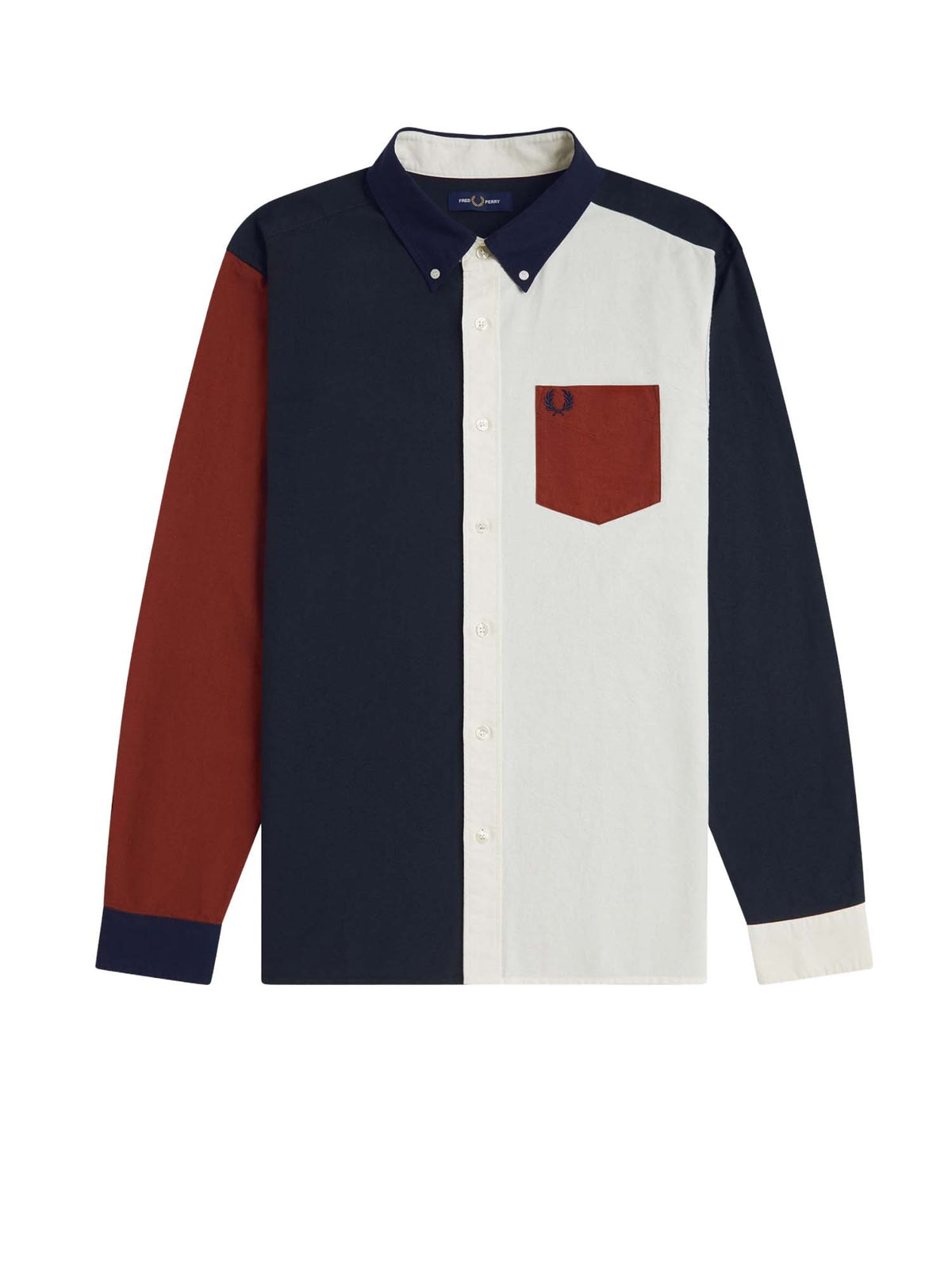 Fred Perry Camicia a maniche lunghe Colour Block Oxford Blu