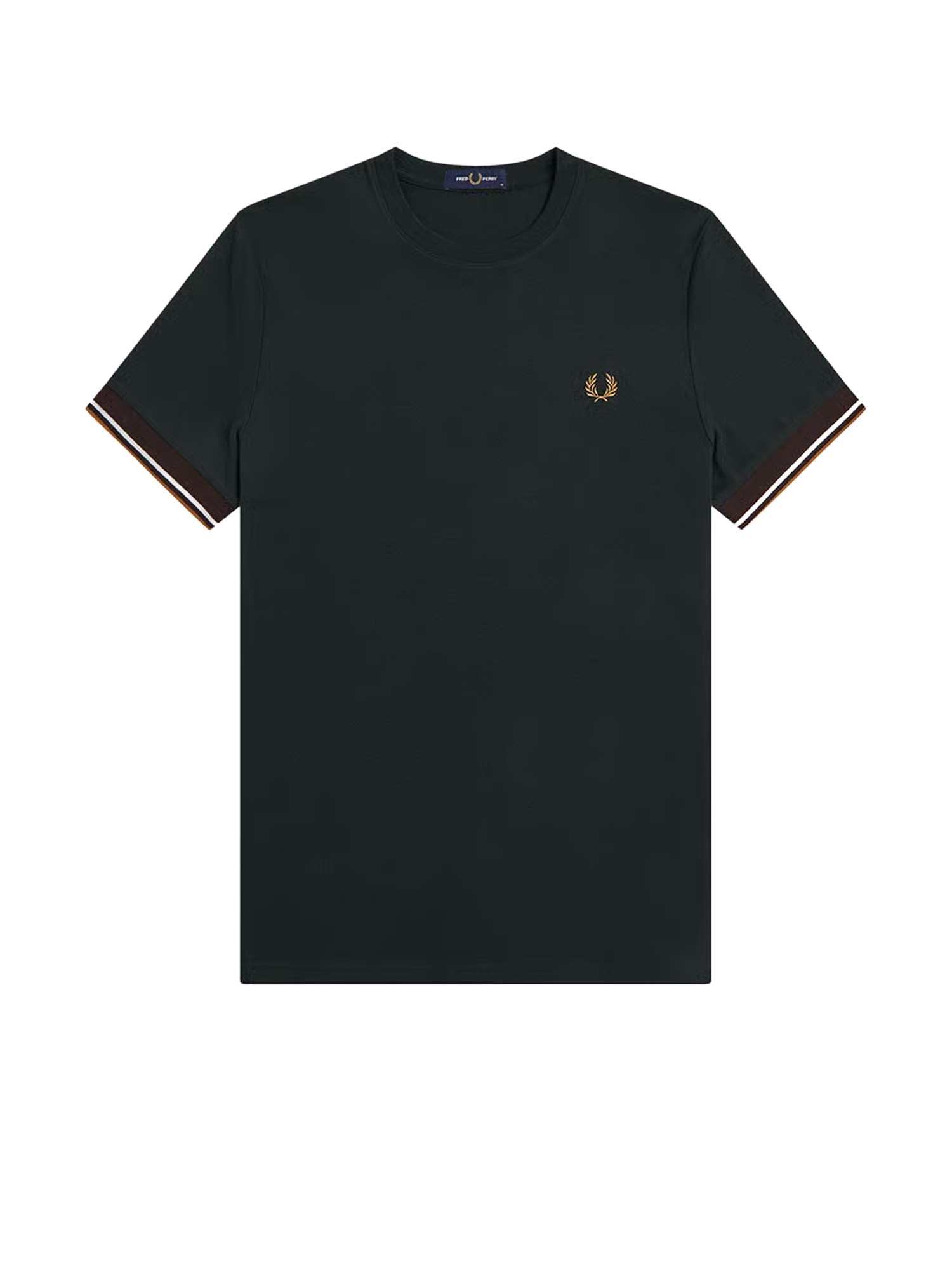 Fred Perry T-shirt con polsini a doppia punta Verde