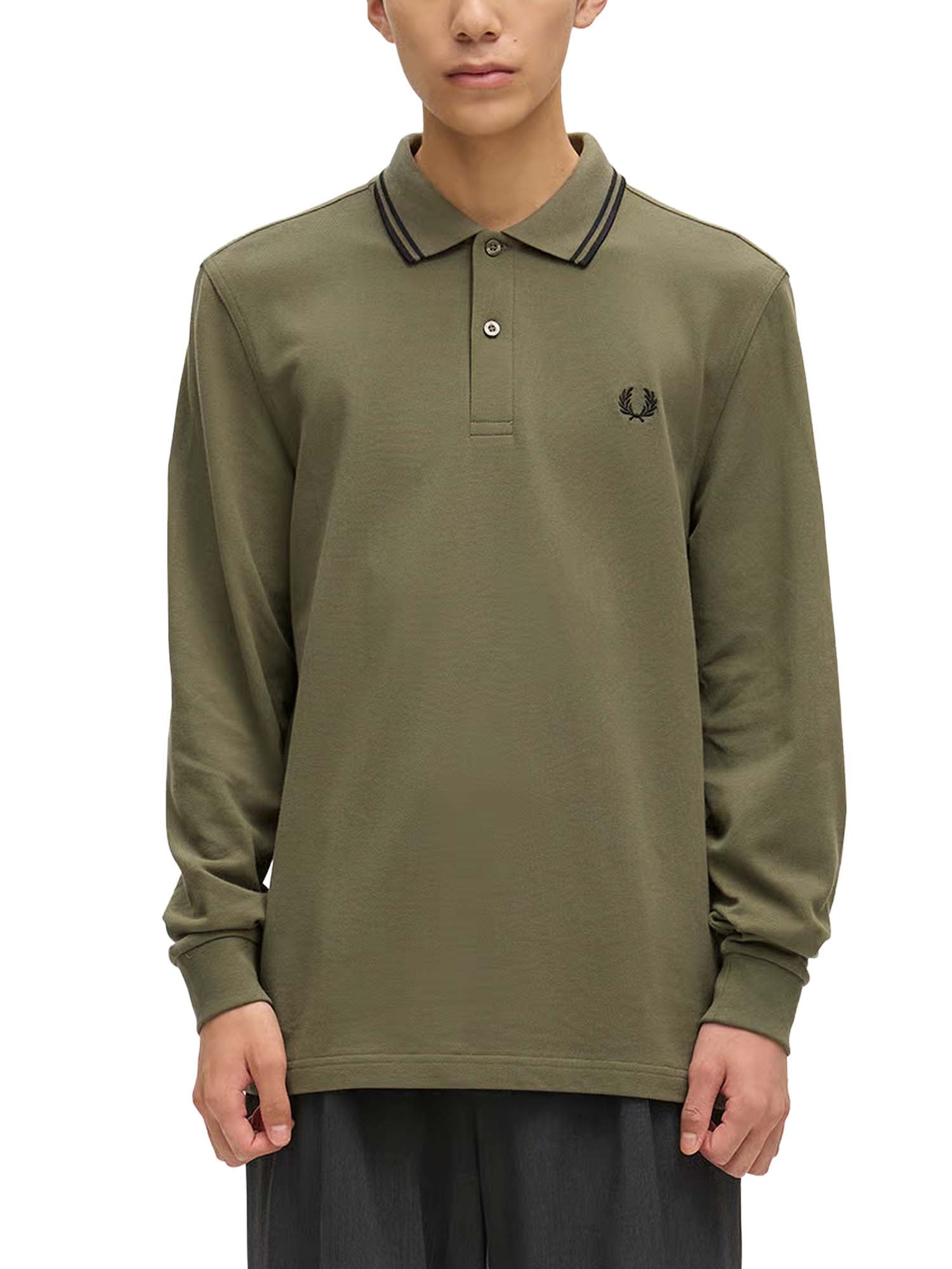 Fred Perry Polo a Maniche Lunghe M3636 Verde
