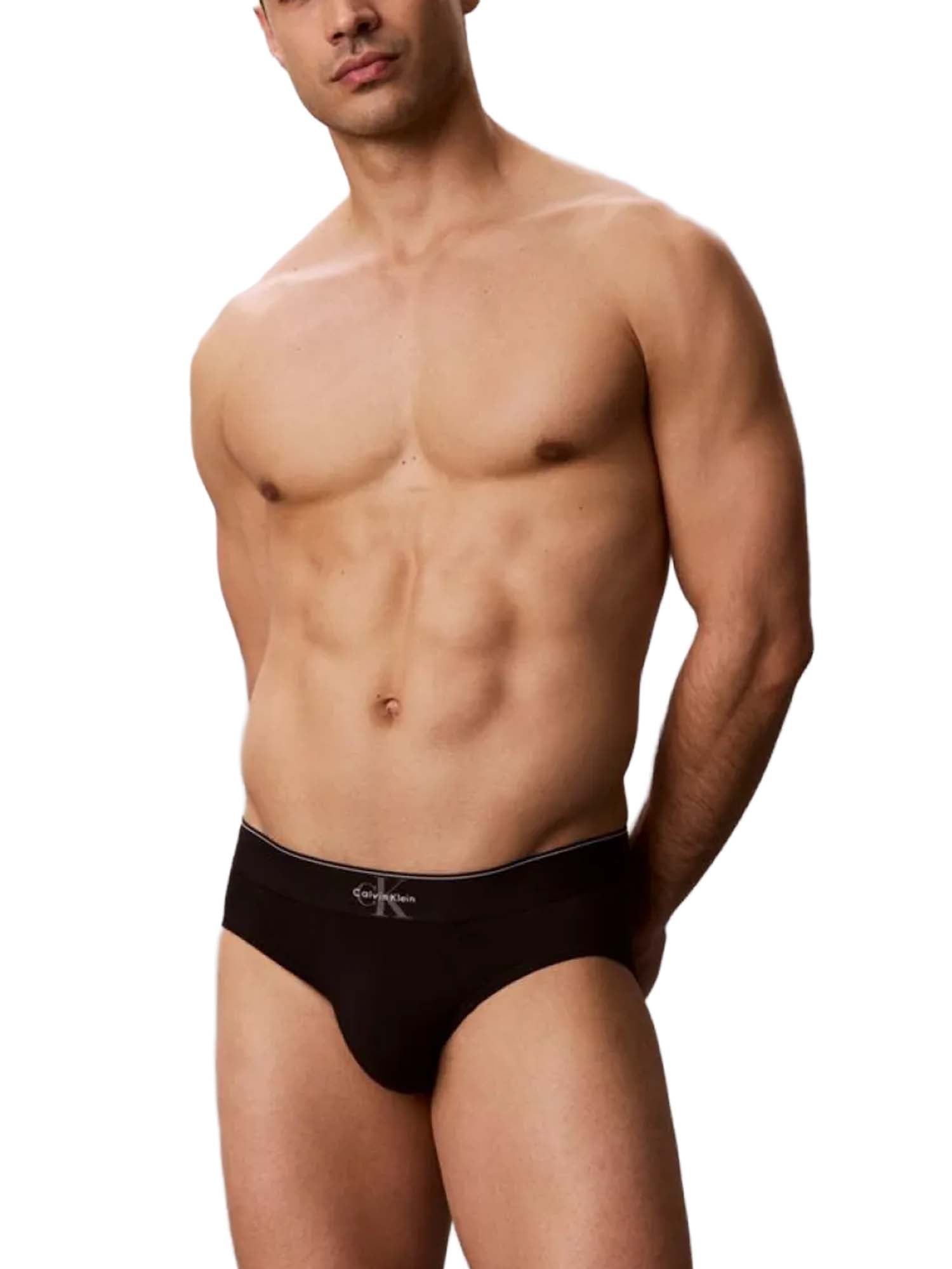 Calvin Klein Slip in cotone elasticizzato con logo monogramma grafico Nero