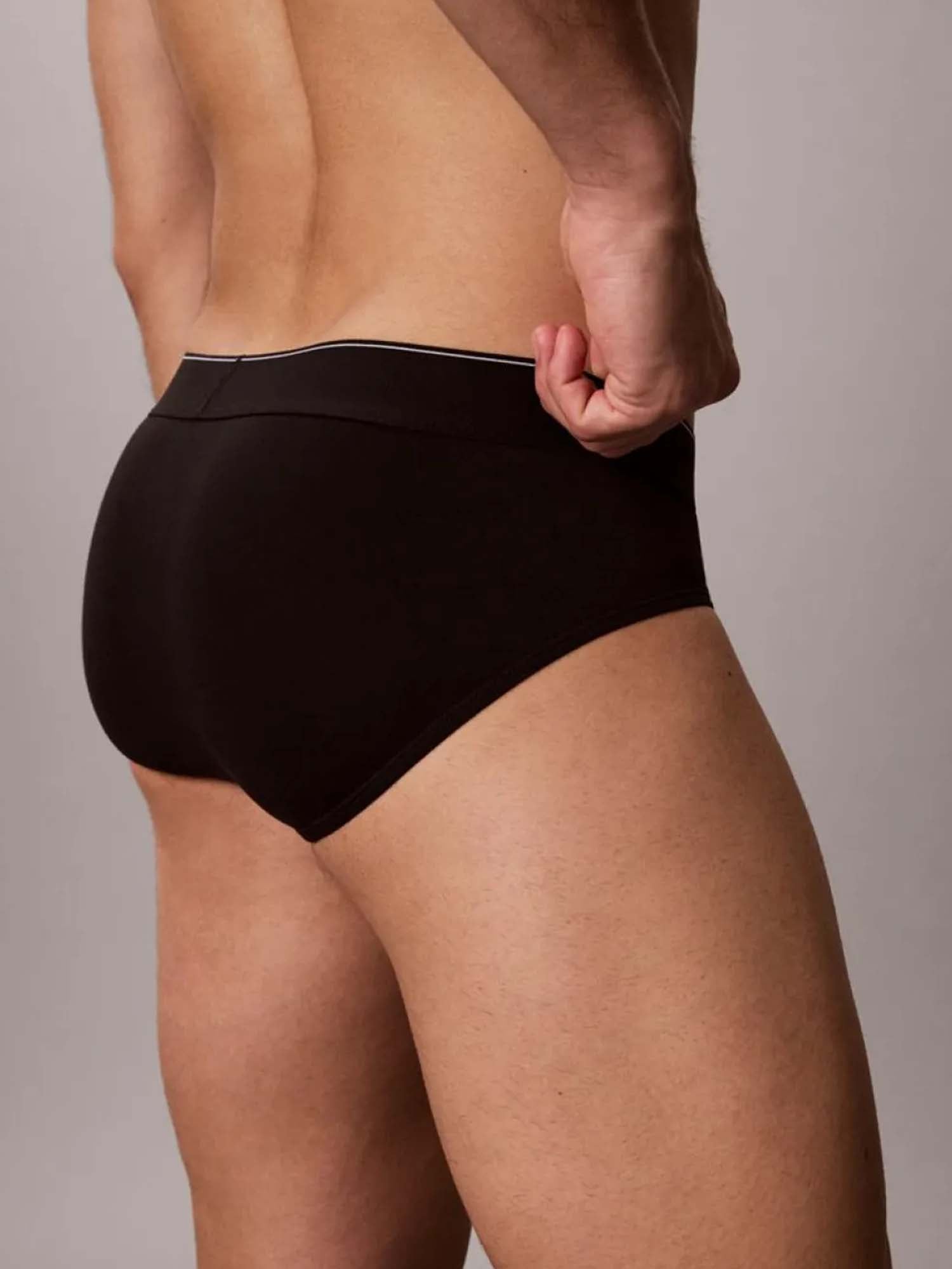 Calvin Klein Slip in cotone elasticizzato con logo monogramma grafico Nero