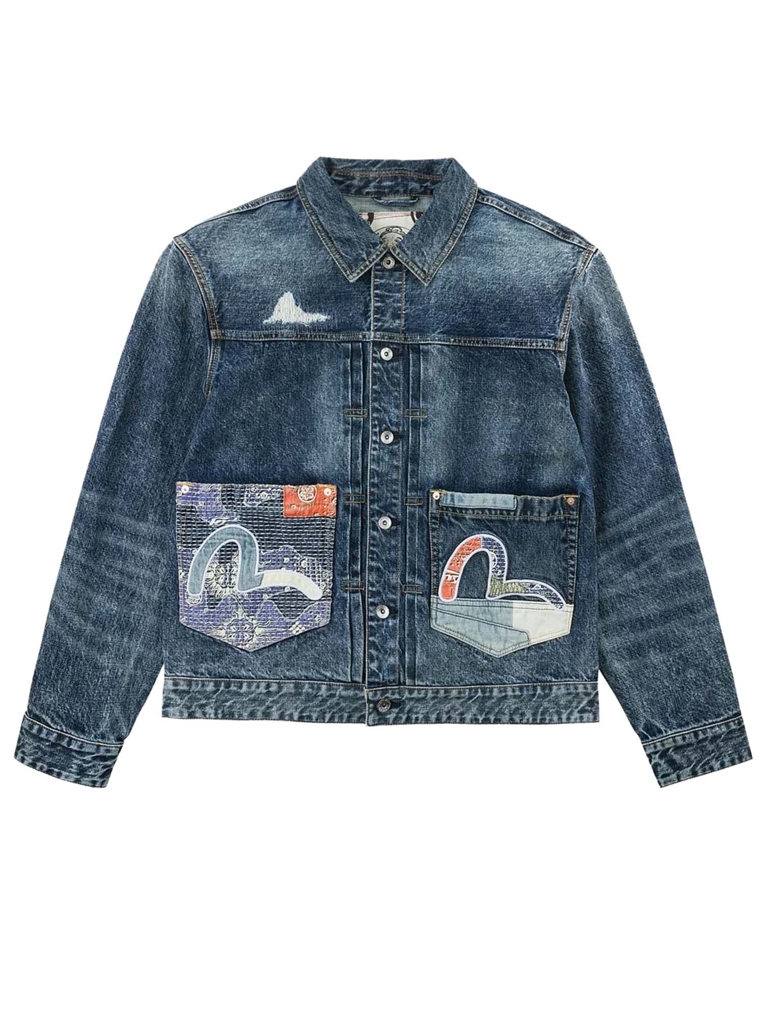 Evisu Giacca Boro Seagull Patch Pocket Denim Blu