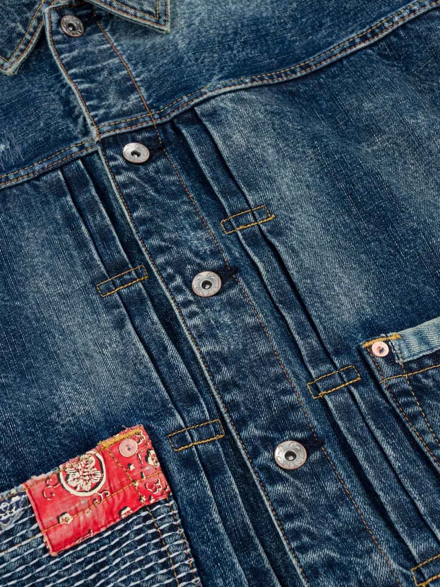 Evisu Giacca Boro Seagull Patch Pocket Denim Blu