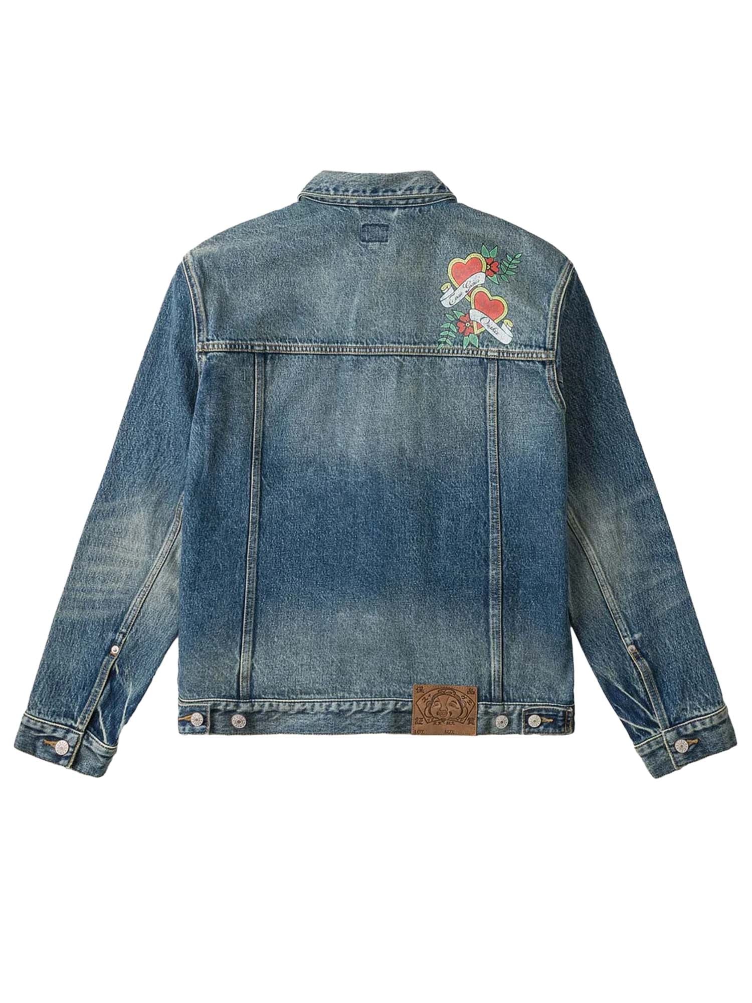 Evisu Giacca Evisu Logo Print Denim Work Blu