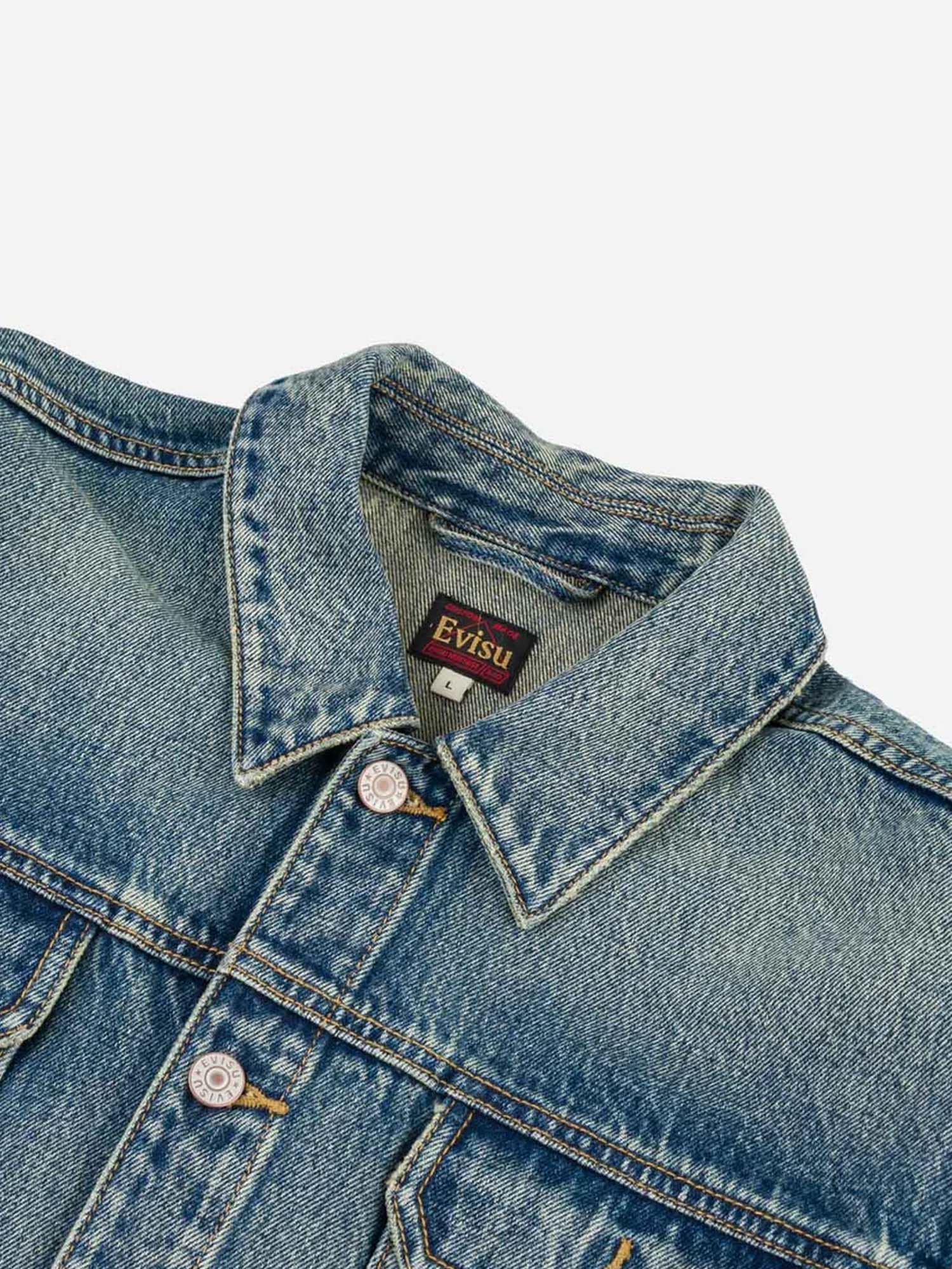 Evisu Giacca Evisu Logo Print Denim Work Blu