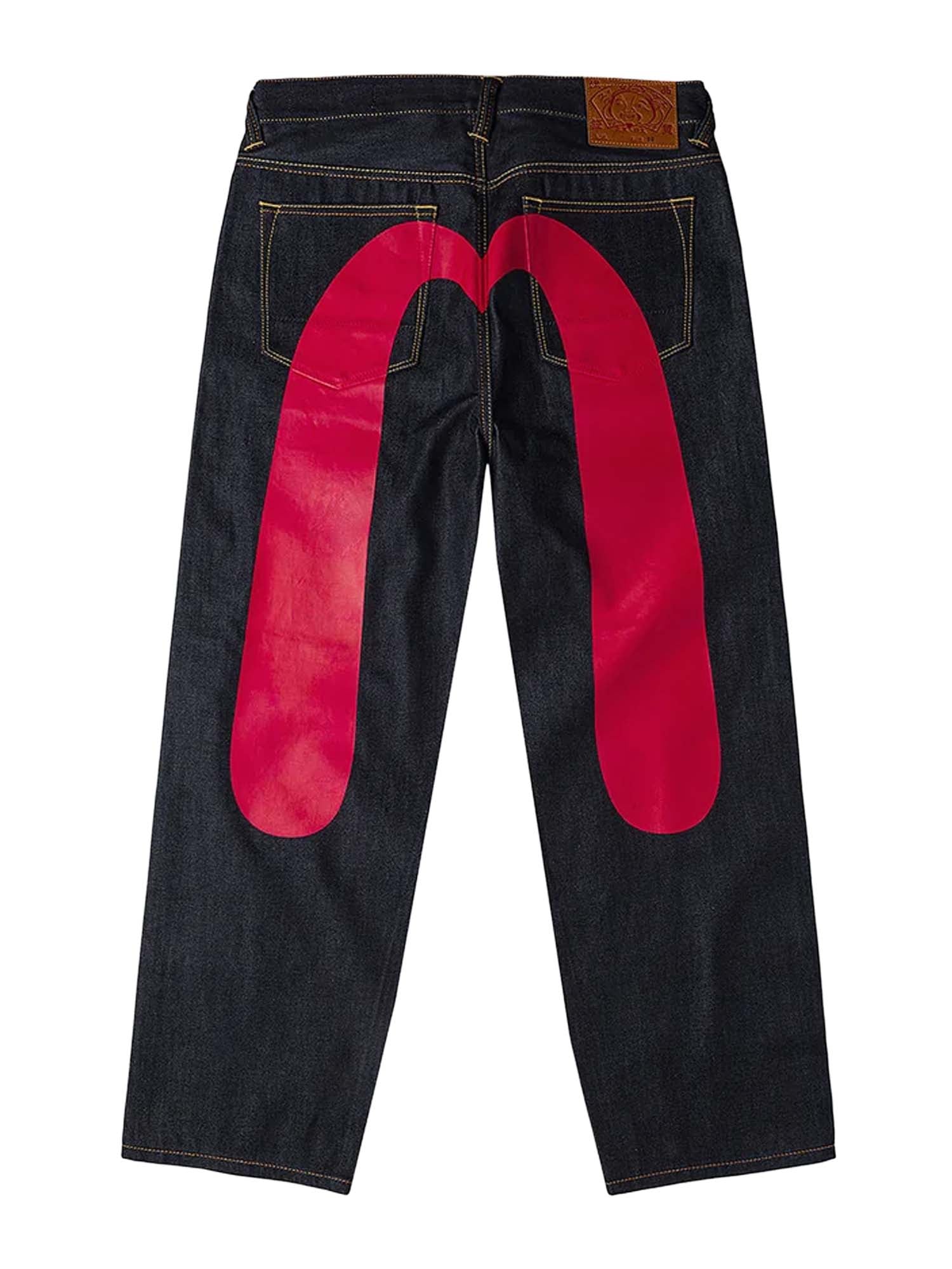 Evisu Jeans 2038 Red Daicock Print Loose Fit Blu
