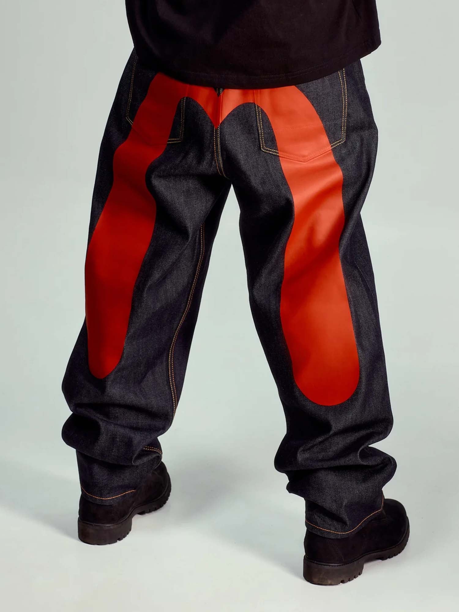 Evisu Jeans 2038 Red Daicock Print Loose Fit Blu