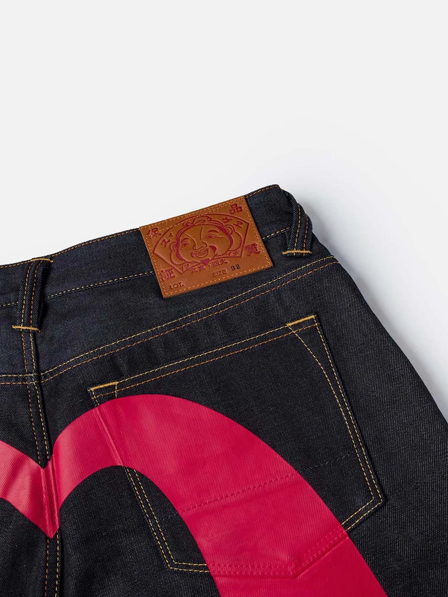 Evisu Jeans 2038 Red Daicock Print Loose Fit Blu