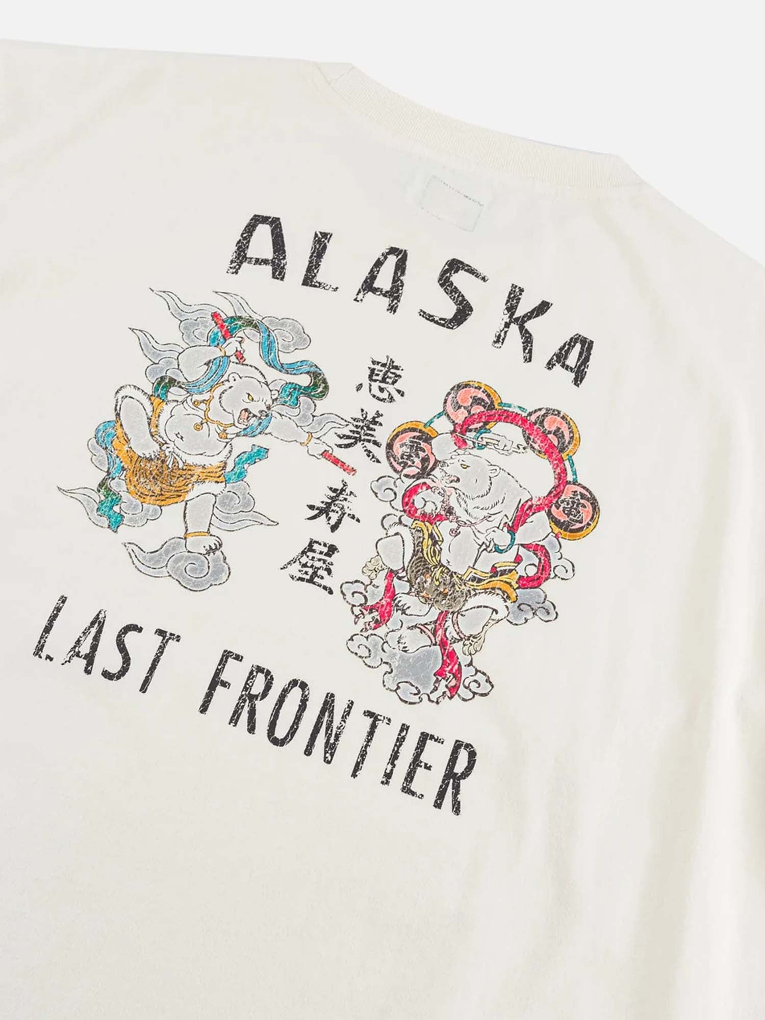 Evisu T-Shirt Raijin & Fujin Graphic Print Bianco