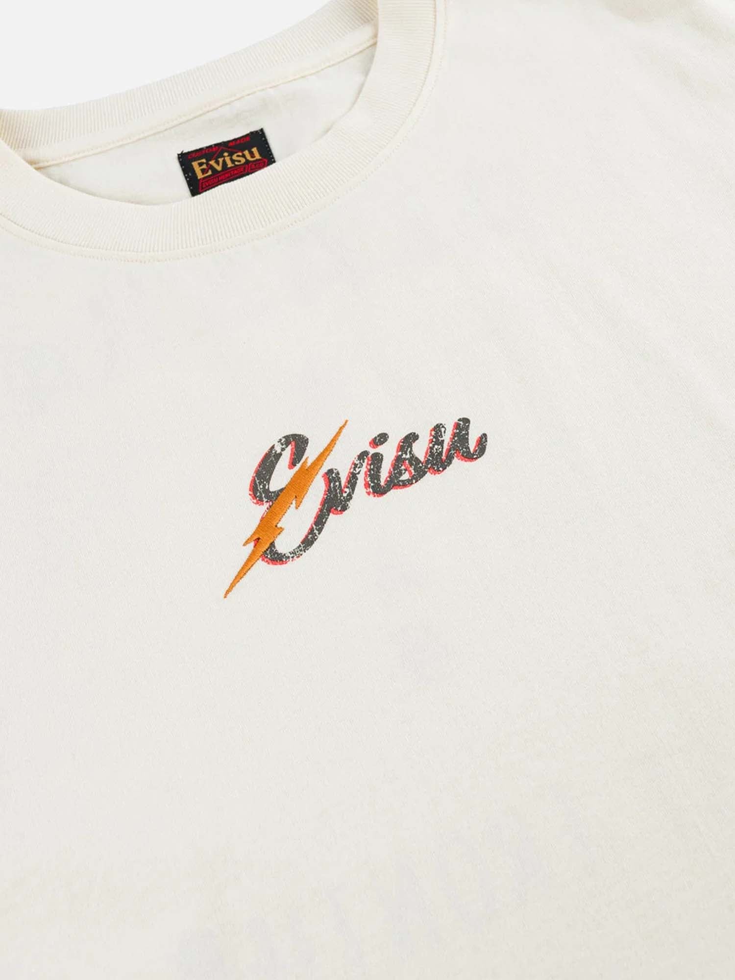 Evisu T-Shirt Raijin & Fujin Graphic Print Bianco
