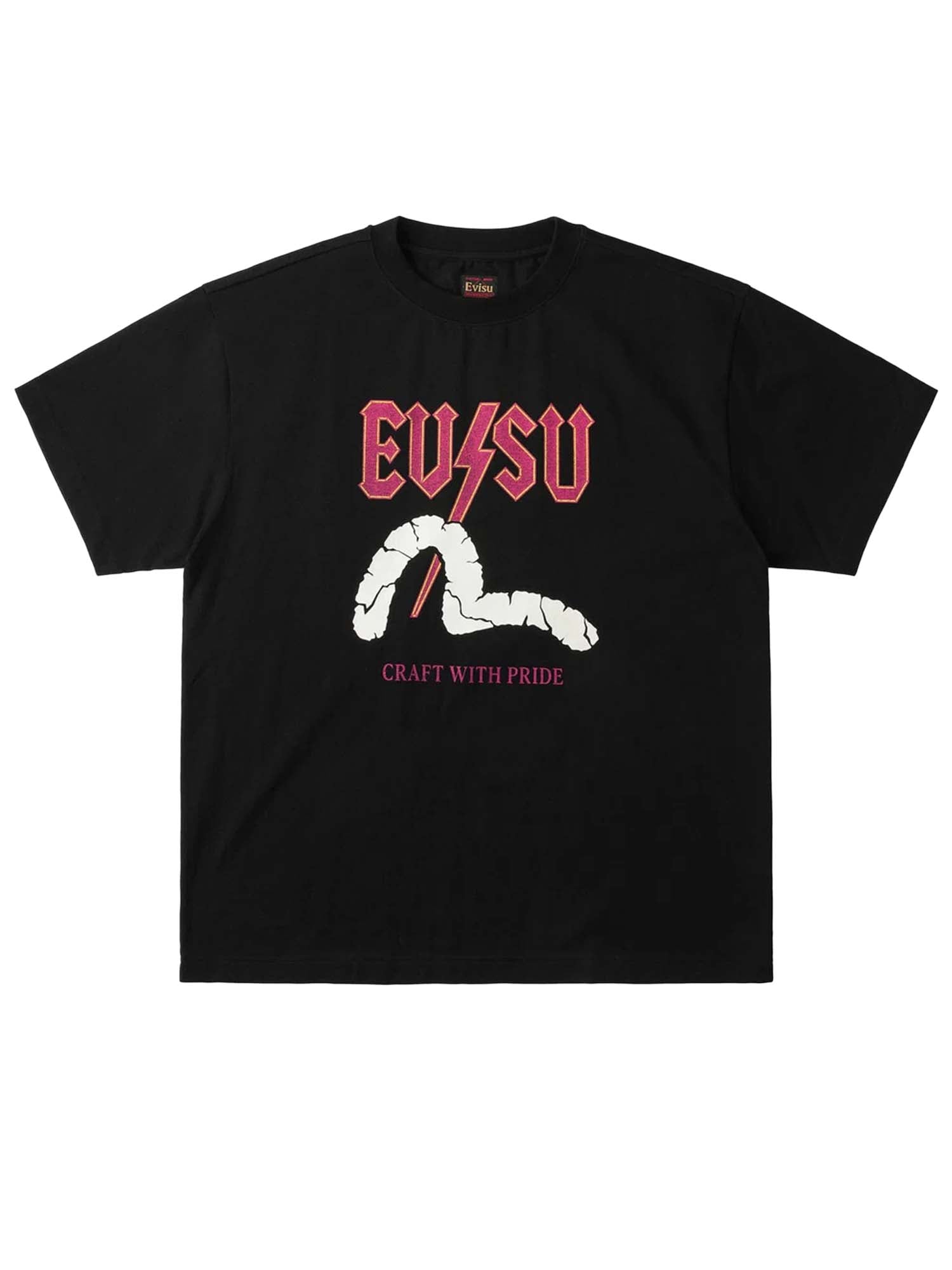 Evisu T-Shirt Lightning Seagull Graphic Print Nero