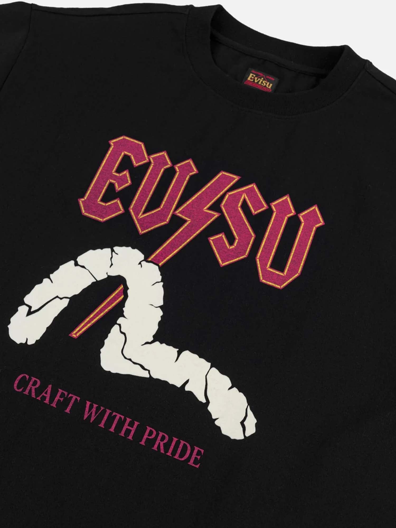 Evisu T-Shirt Lightning Seagull Graphic Print Nero