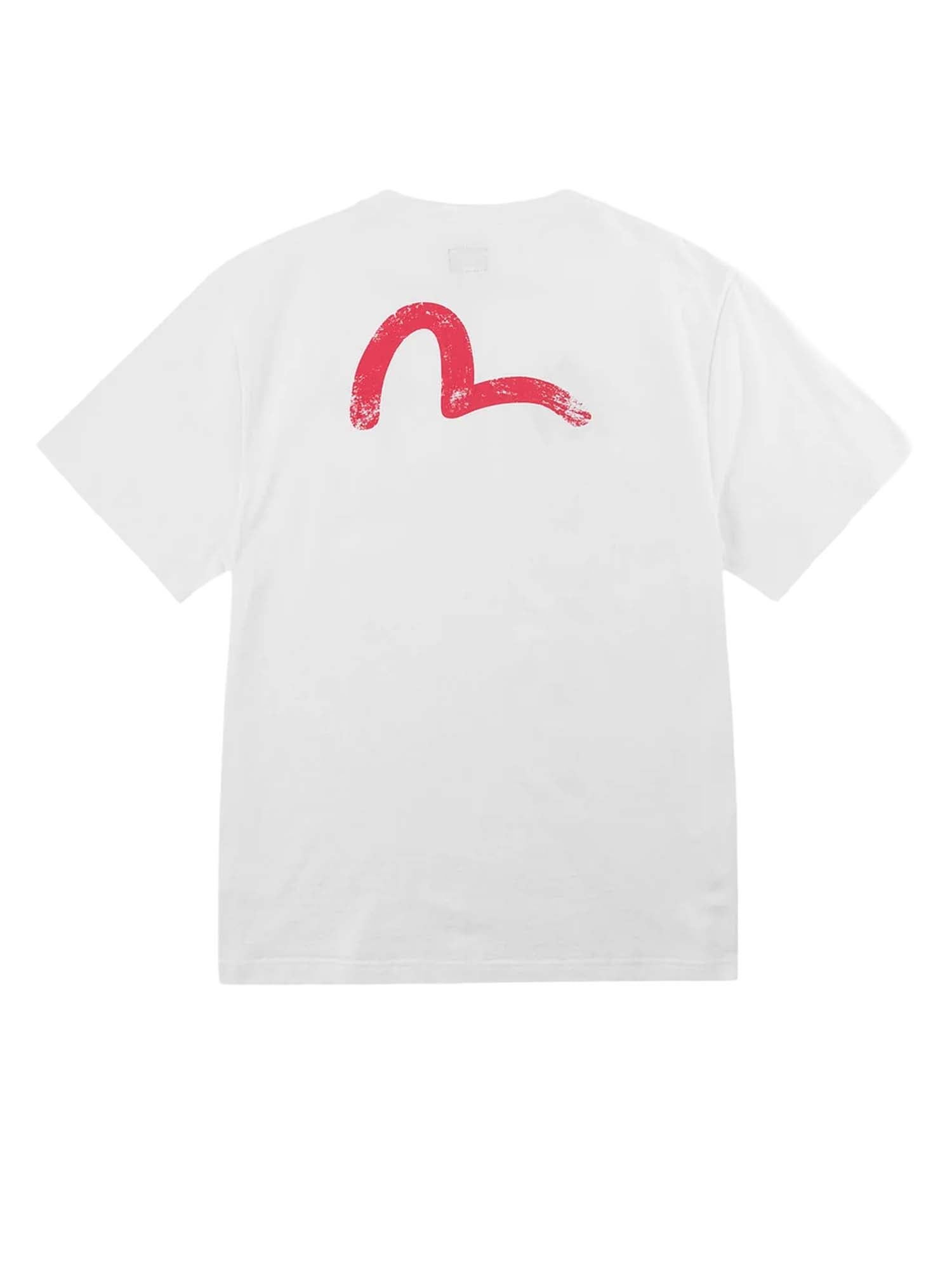 Evisu T-Shirt Osaka Rose & Seagull Print Bianco
