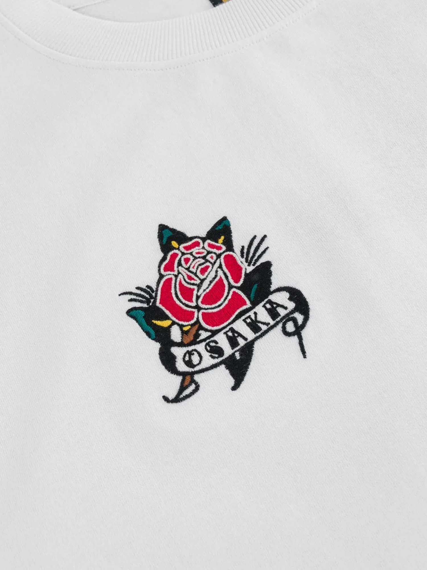 Evisu T-Shirt Osaka Rose & Seagull Print Bianco