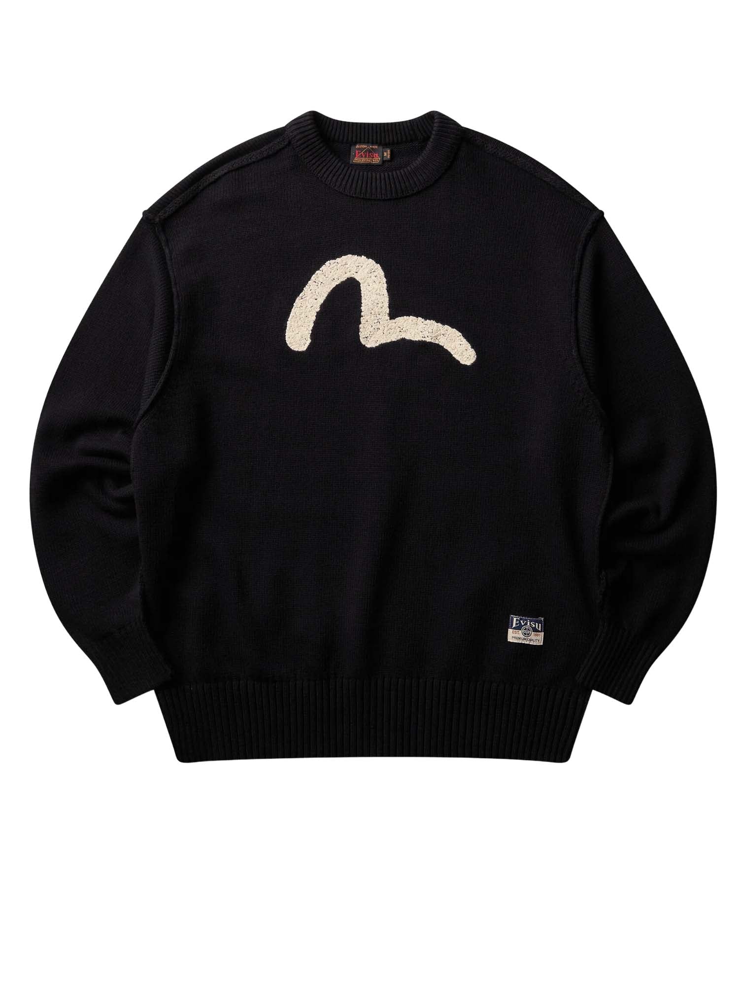 Evisu Maglione Logo Embroidery Knit Pullover Nero