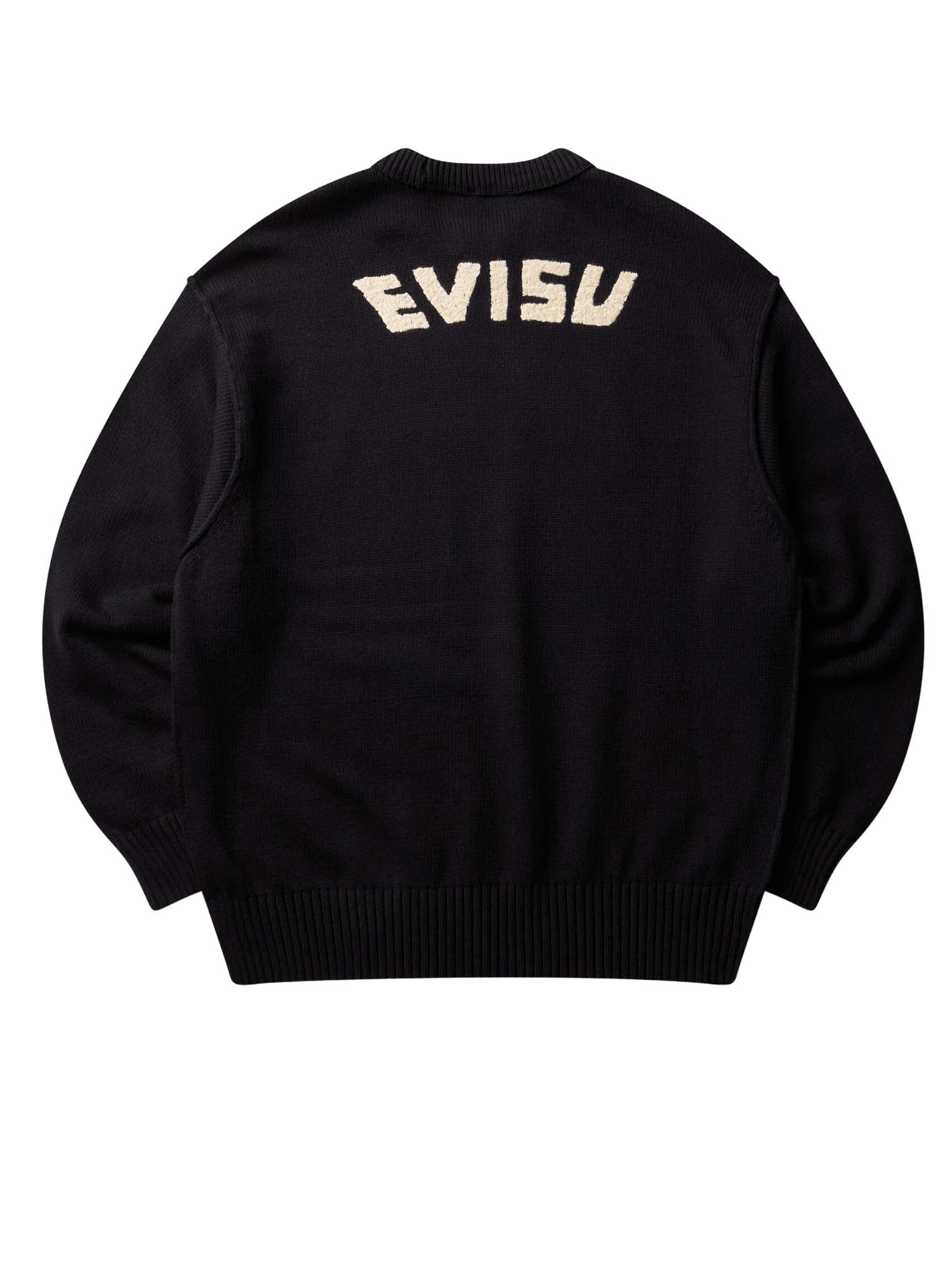 Evisu Maglione Logo Embroidery Knit Pullover Nero