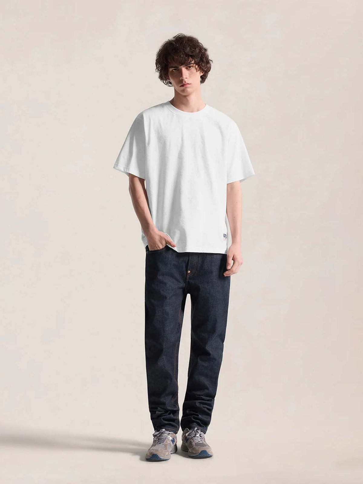 Evisu T-shirt Allover Flocking Kamon & Seagull Bianco