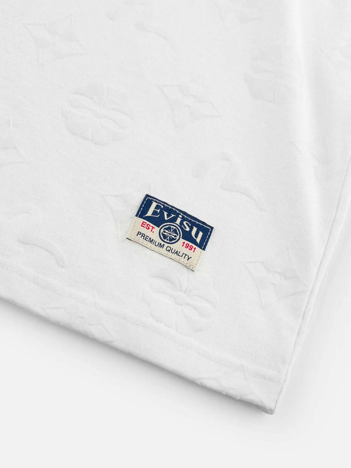 Evisu T-shirt Allover Flocking Kamon & Seagull Bianco