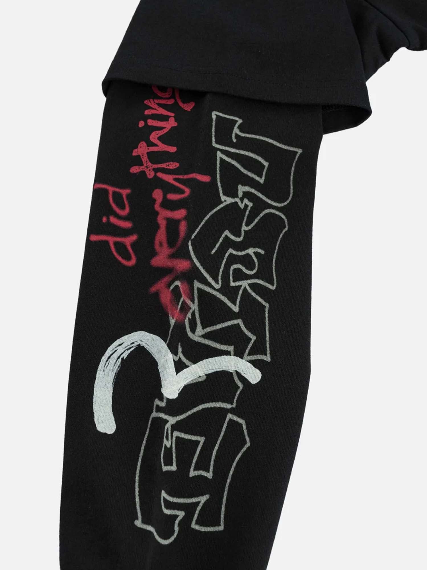 Evisu T-Shirt Daruma Print Faux Layered Long-Sleeve Nero
