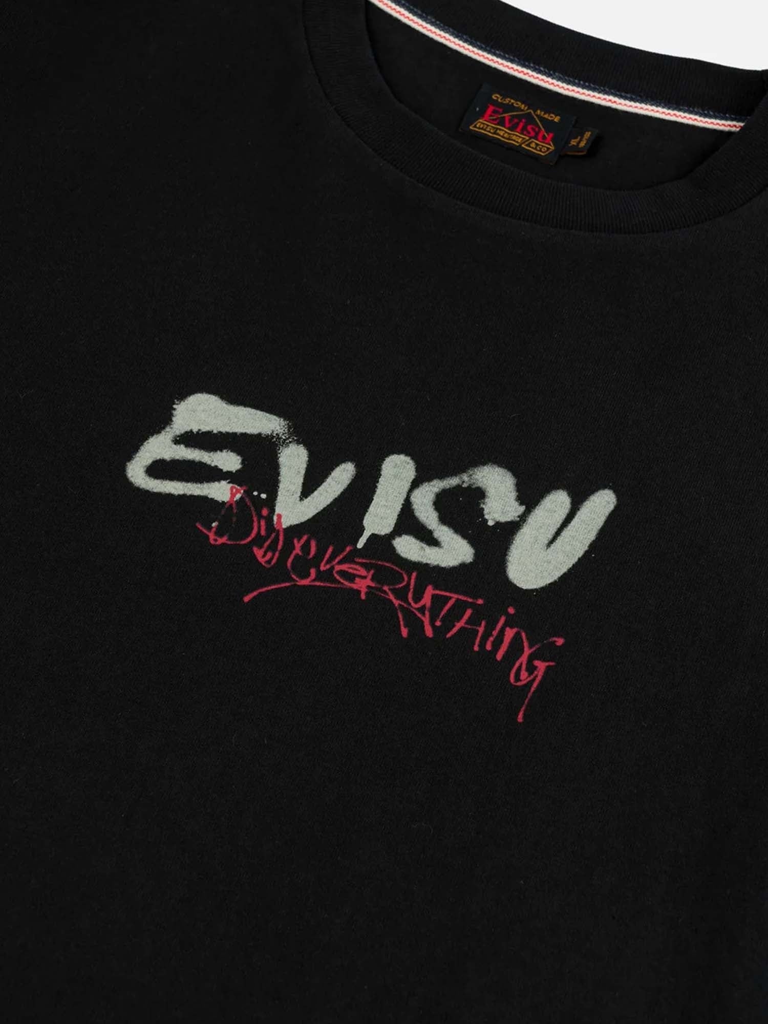 Evisu T-Shirt Daruma Print Faux Layered Long-Sleeve Nero