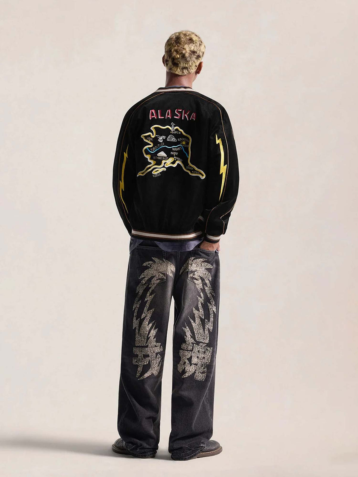 Evisu Light Padded Raijin Souvenir Jacket Nero