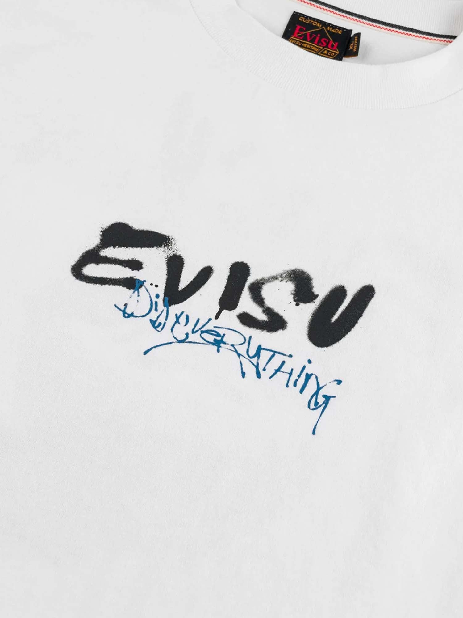 Evisu T-Shirt Daruma Print Faux Layered Long-Sleeve Bianco