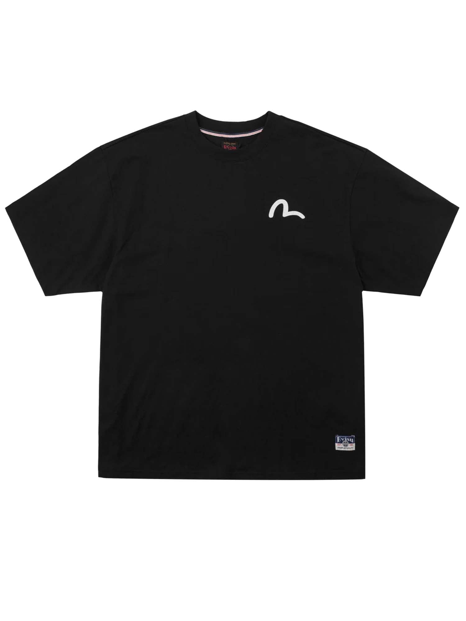 Evisu T-Shirt Glitter Seagull Print Nero