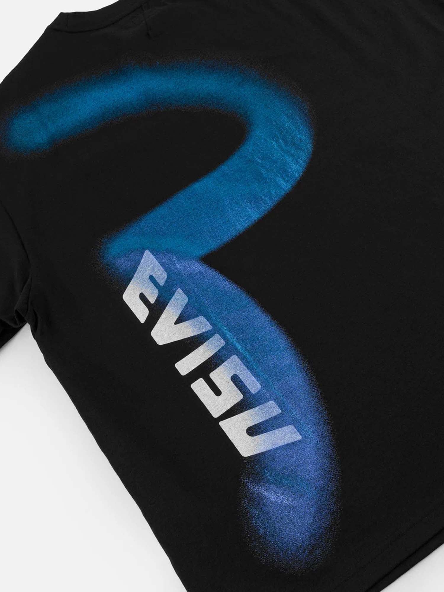 Evisu T-Shirt Glitter Seagull Print Nero