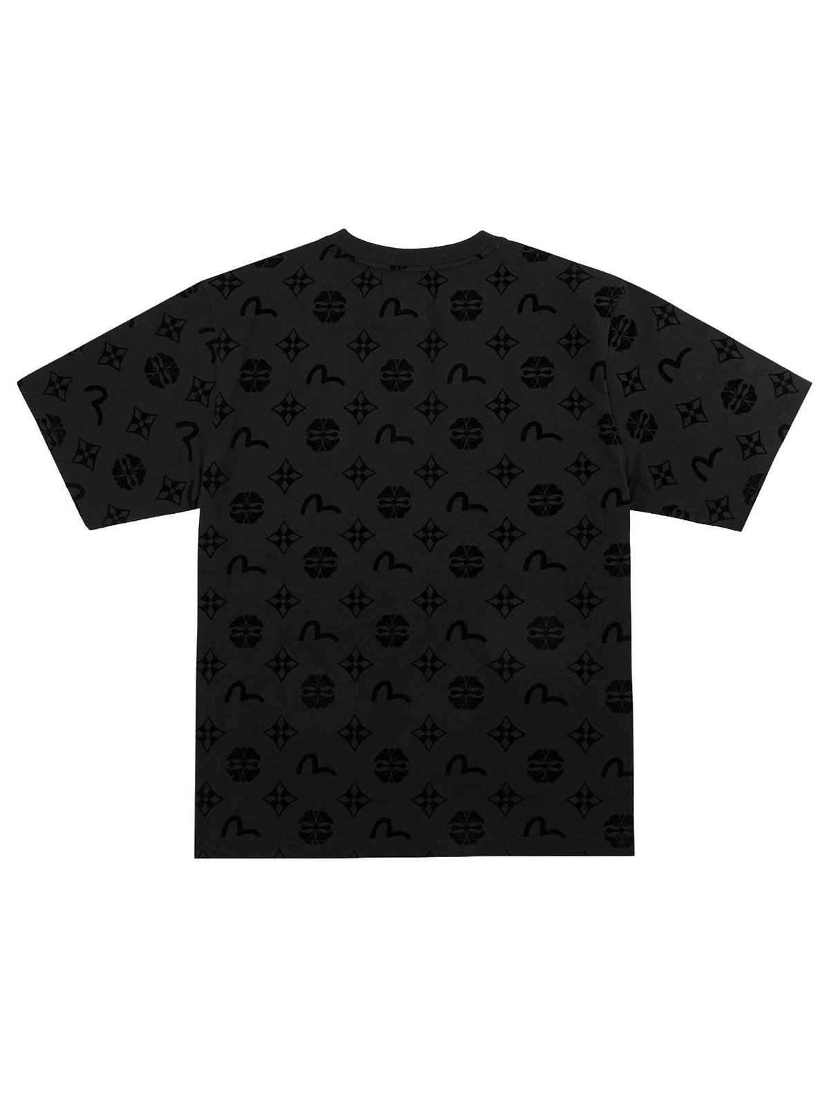Evisu T-shirt Allover Flocking Kamon & Seagull Nero