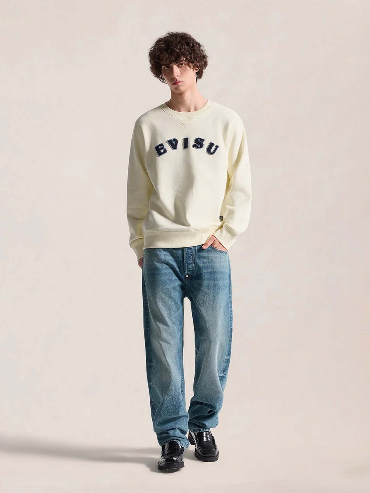 Evisu Felpa Evisu Embroidery Badge Fleece Bianco